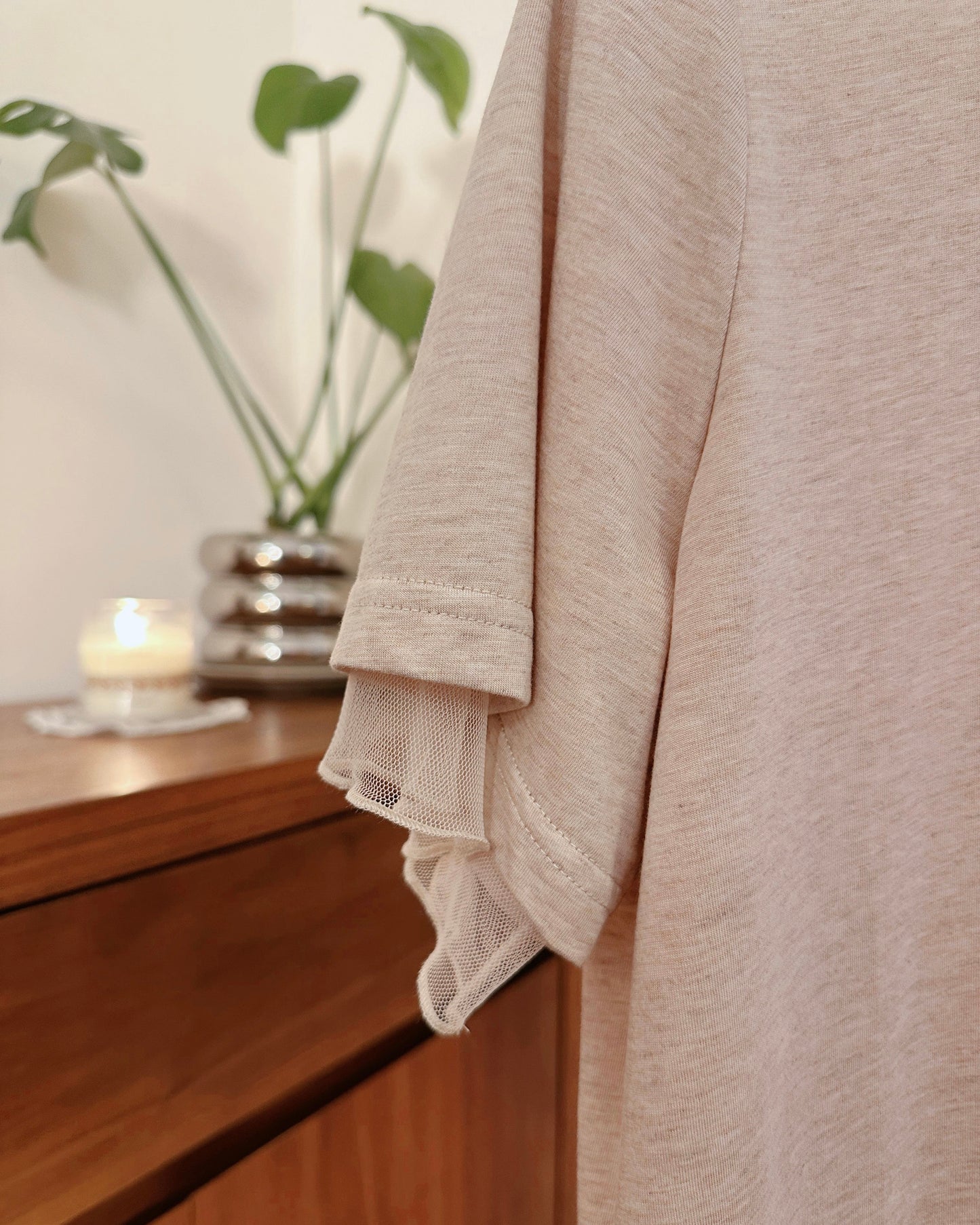 aalis PALMER mesh layer basic tee (Heather Nude)