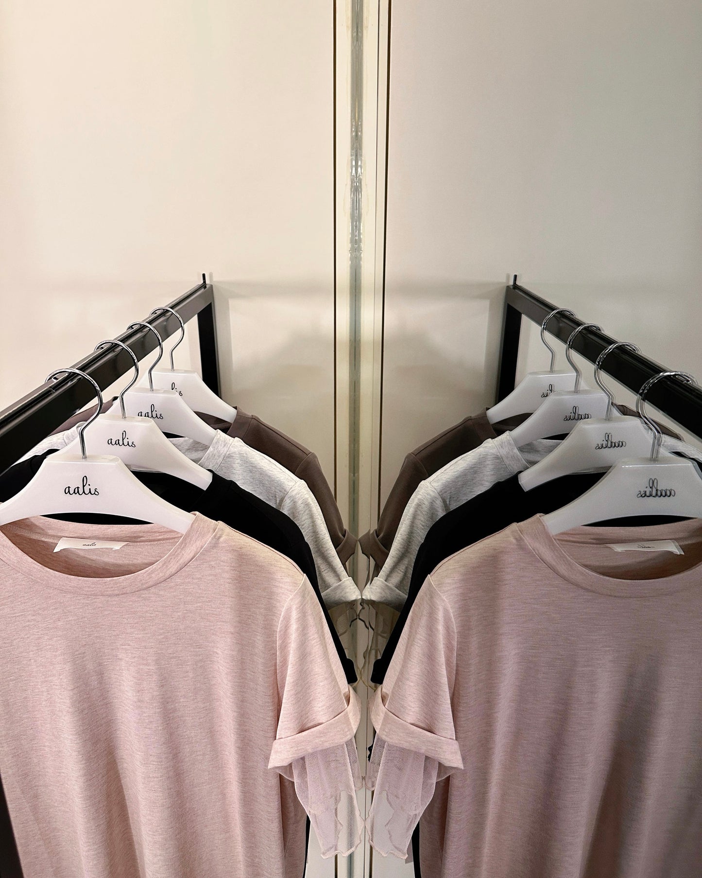aalis PALMER mesh layer basic tee (Heather Nude)