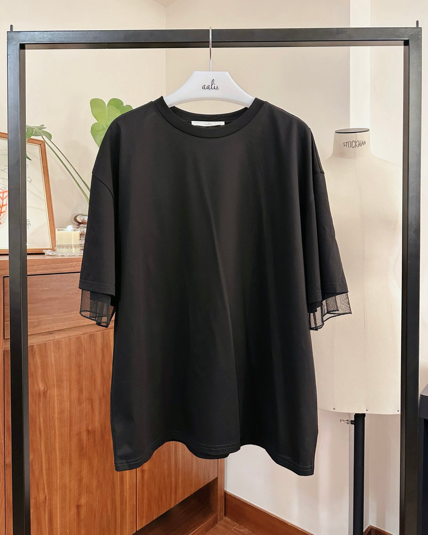aalis PALMER F mesh layer basic tee (Black)