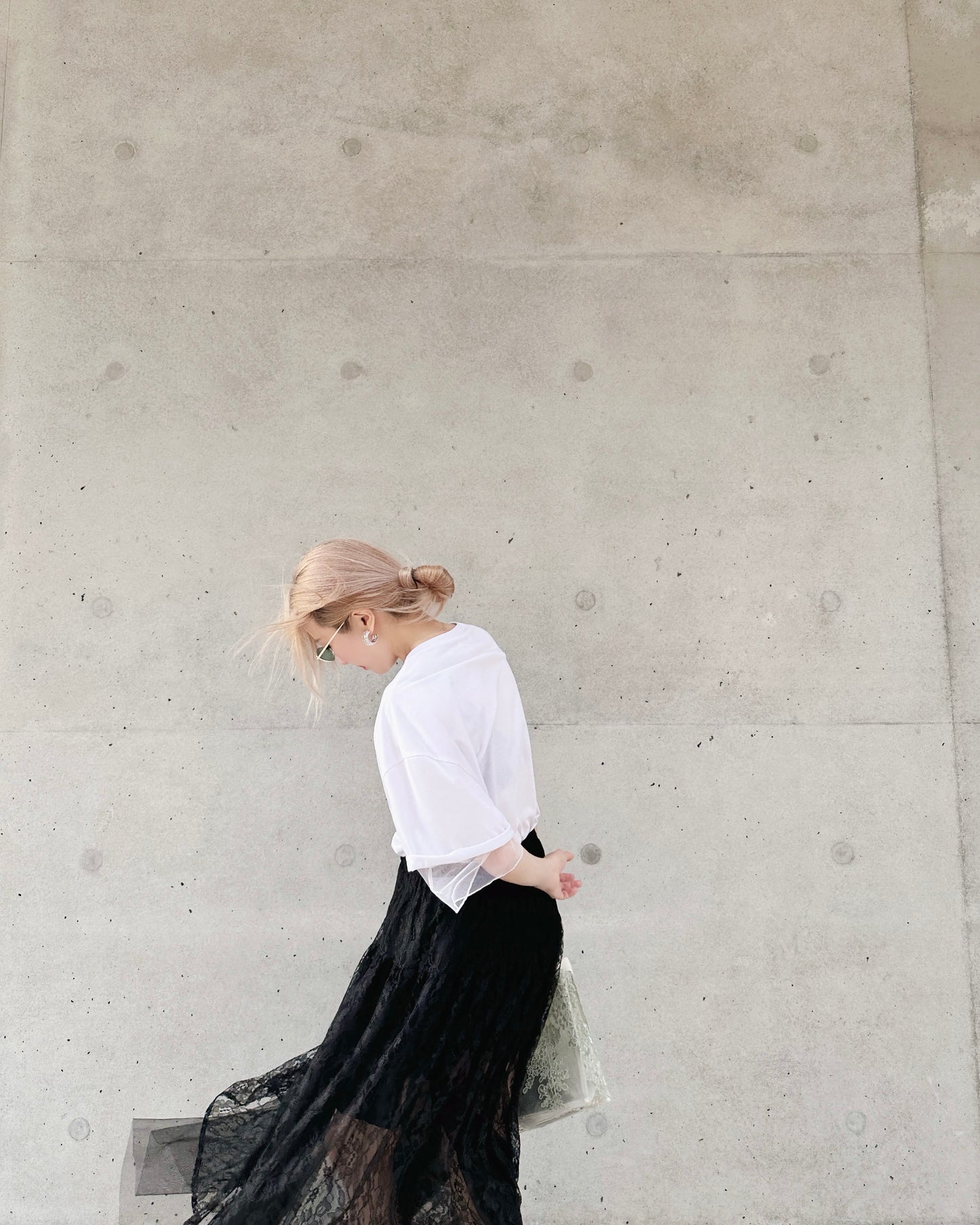 aalis PALMER F mesh layer basic tee (White)