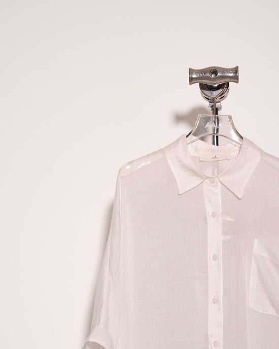 aalis MENA mid sleeves oversized shirt (White)