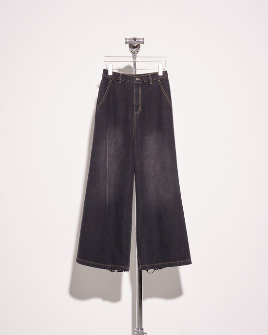 aalis ZOLA back triangle mesh panel jeans (Black denim)