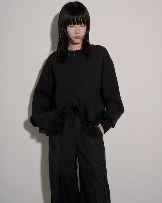 aalis CARA ruffle hem sweater (Black)