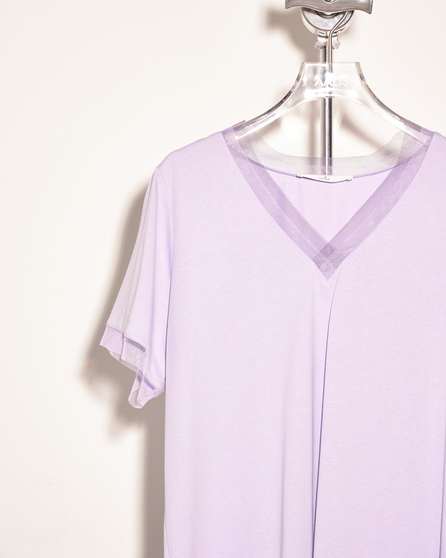 aalis PASCA layer mesh V neck s/s top (Lilac)