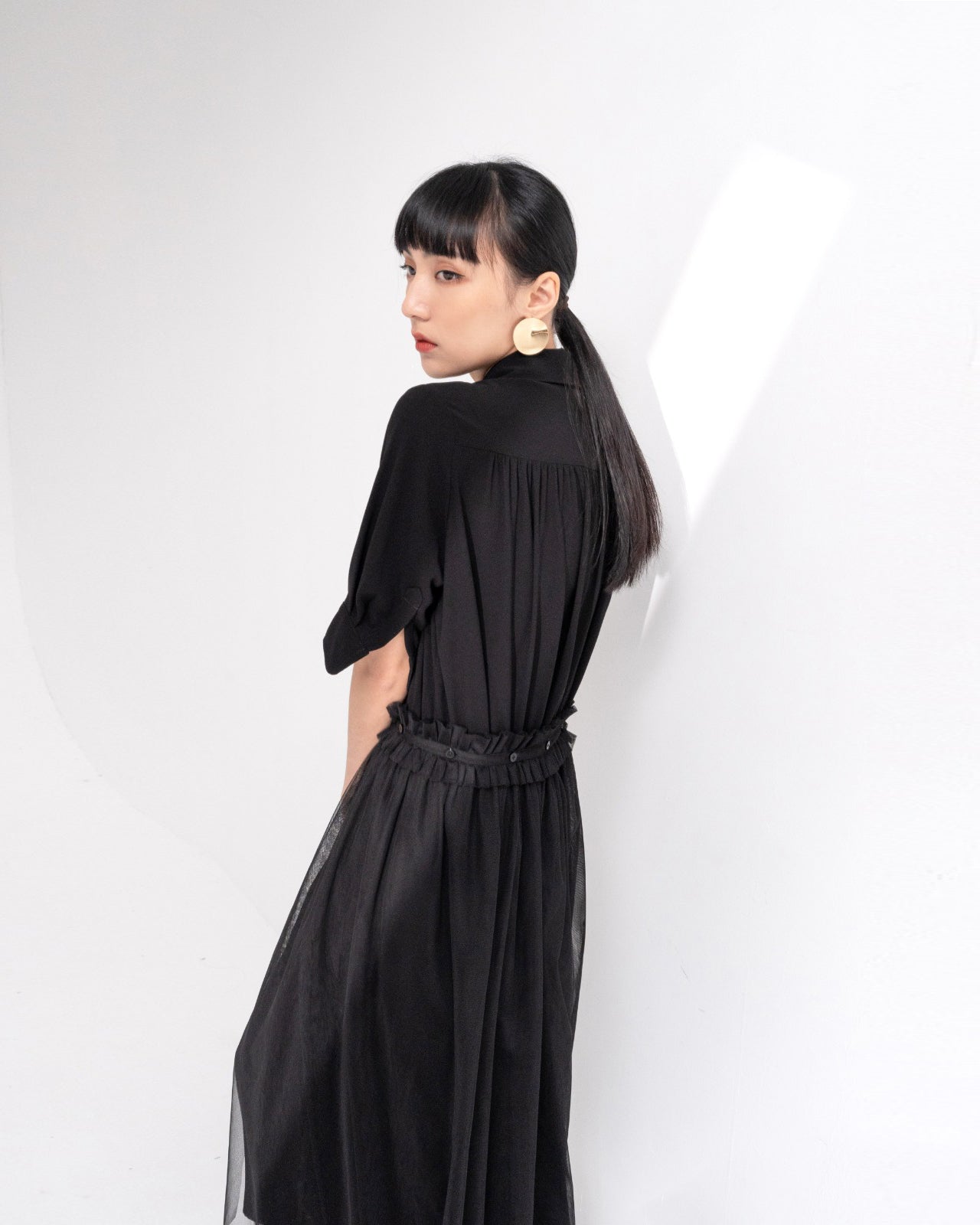 aalis ARIA mesh skirt belt dress (Black)