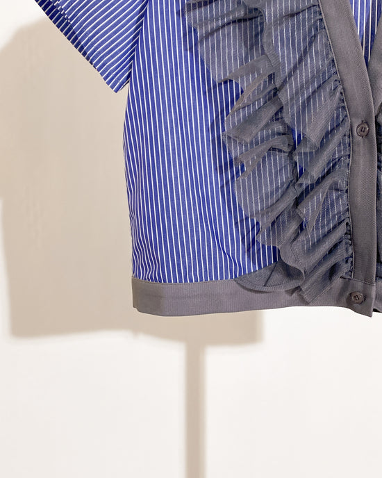 aalis HAYLY mesh ruffle detail shirt jacket (Dark blue stripes)