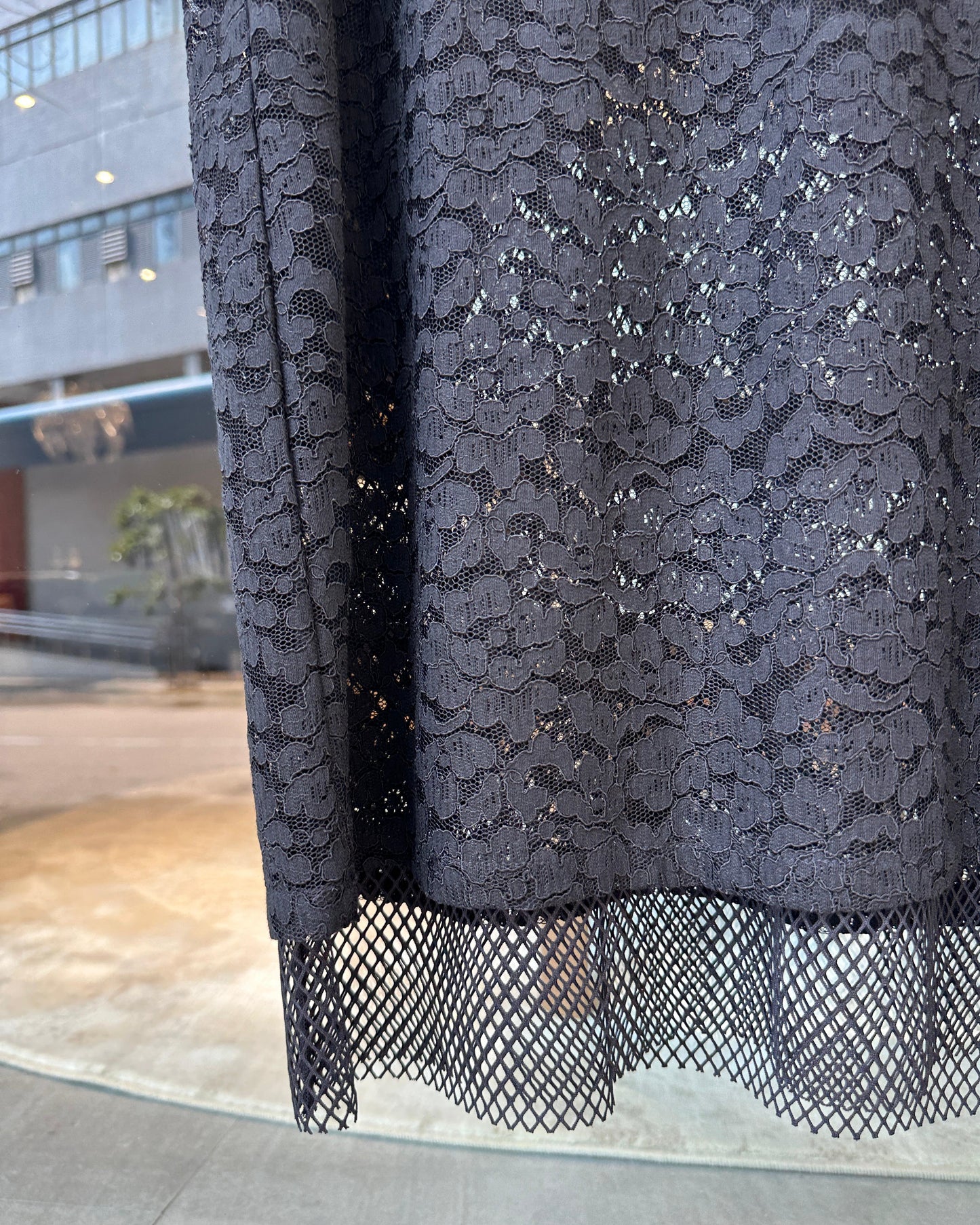 aalis PAZ reversible lace and fishnet tunic top (Black)