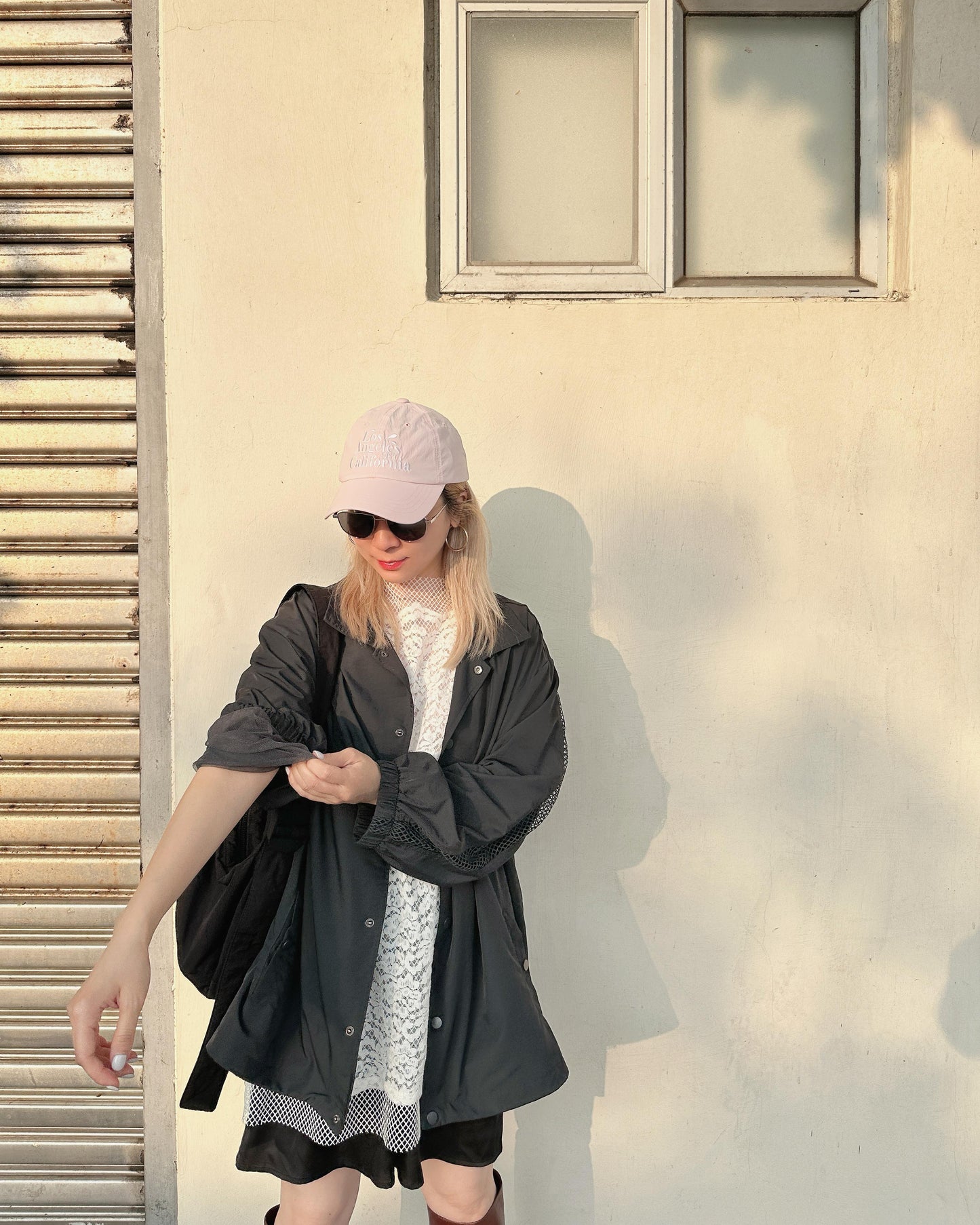 aalis PAZ reversible lace and fishnet tunic top (White)