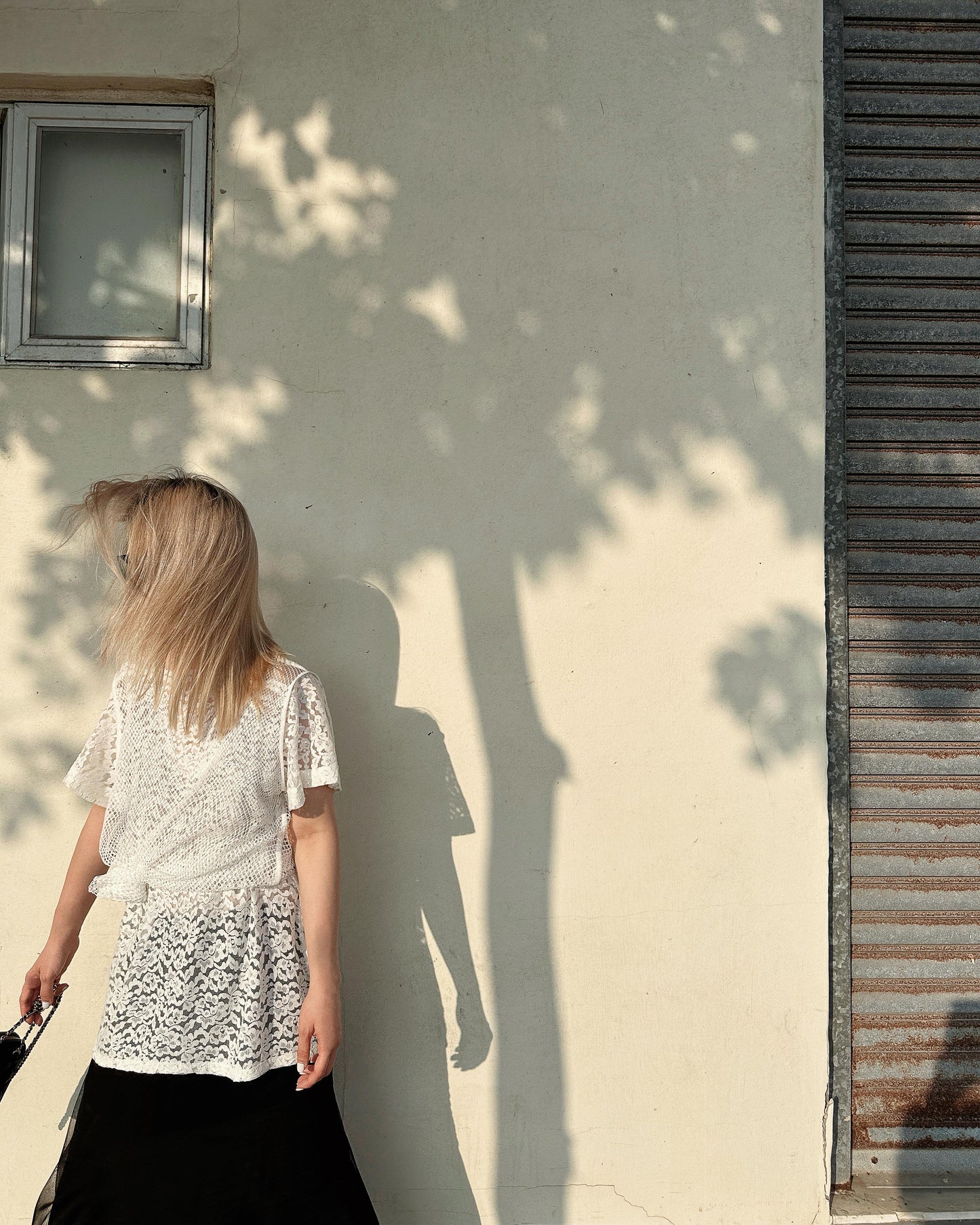 aalis PAZ reversible lace and fishnet tunic top (White)
