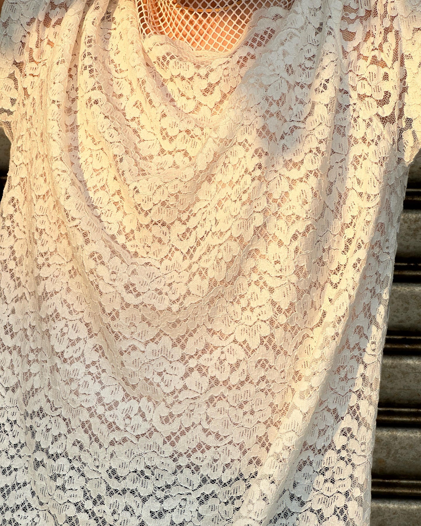 aalis PAZ reversible lace and fishnet tunic top (White)