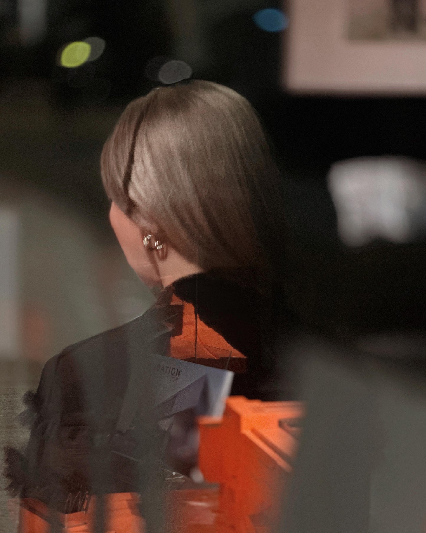 aalis DERA mesh ruffle trim blazer (Black)