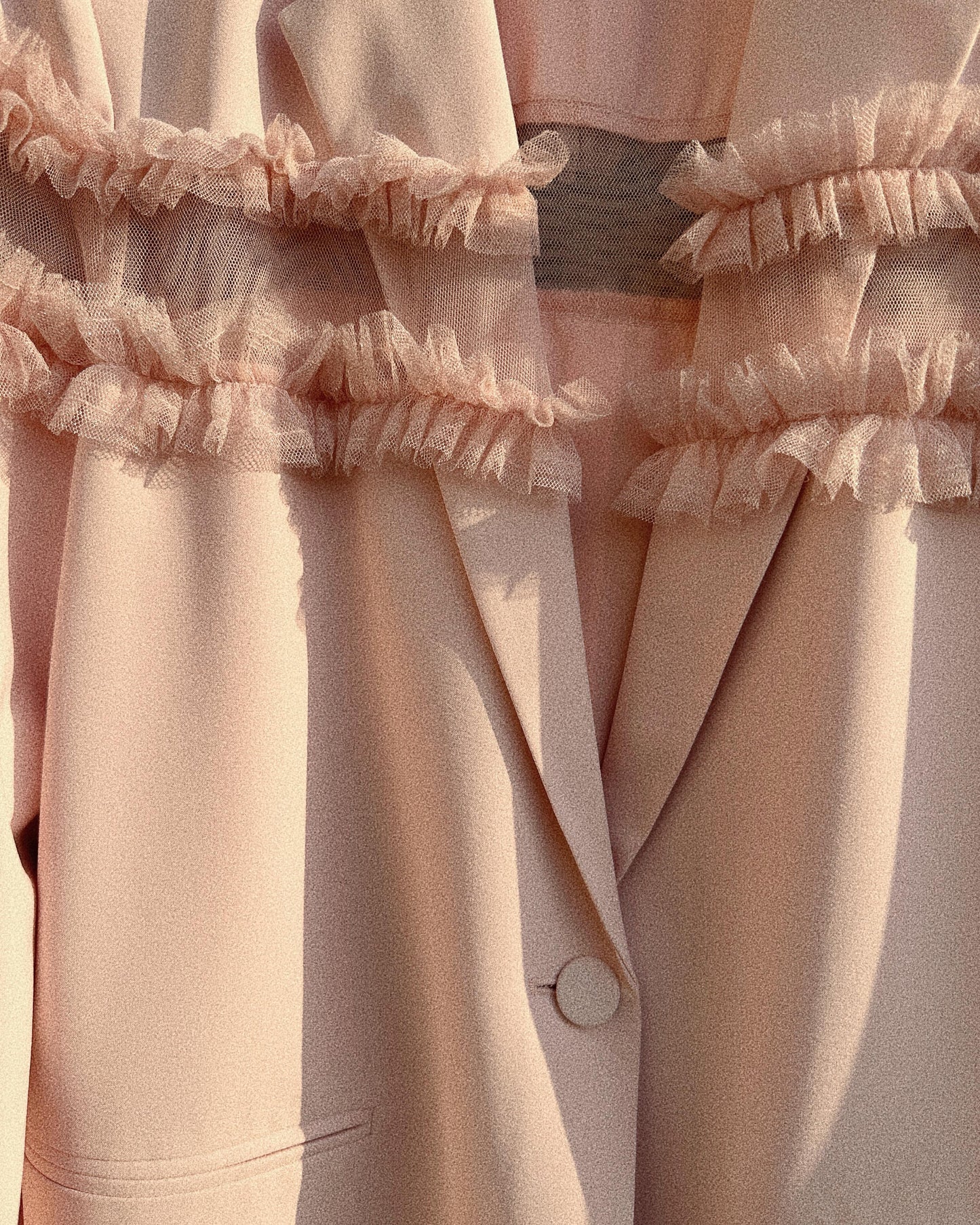 aalis DERA mesh ruffle trim blazer (Lt Pink)