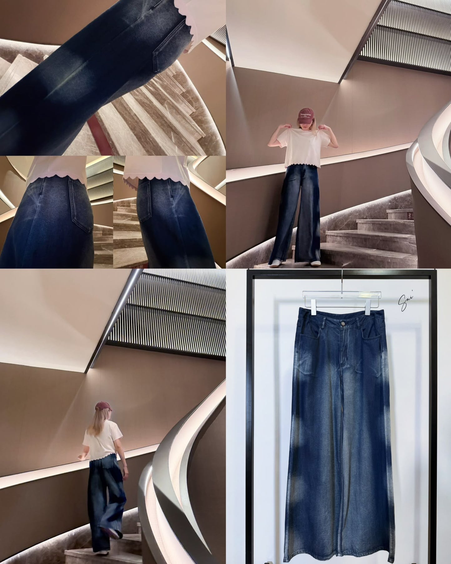 aalis SAI wash effect jeans (Blue Denim)