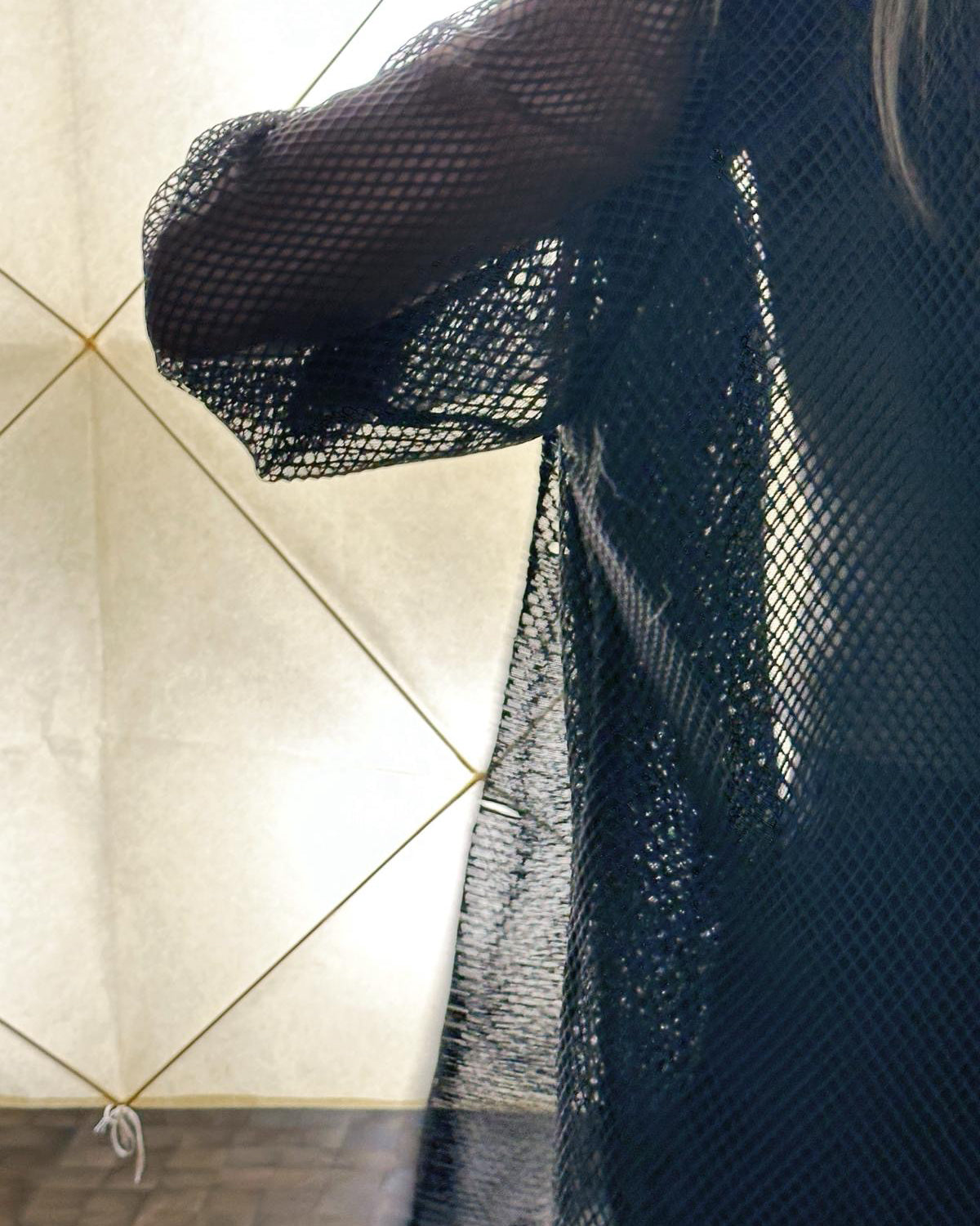 aalis KELRA fishnet mesh double collar blazer (Grey)