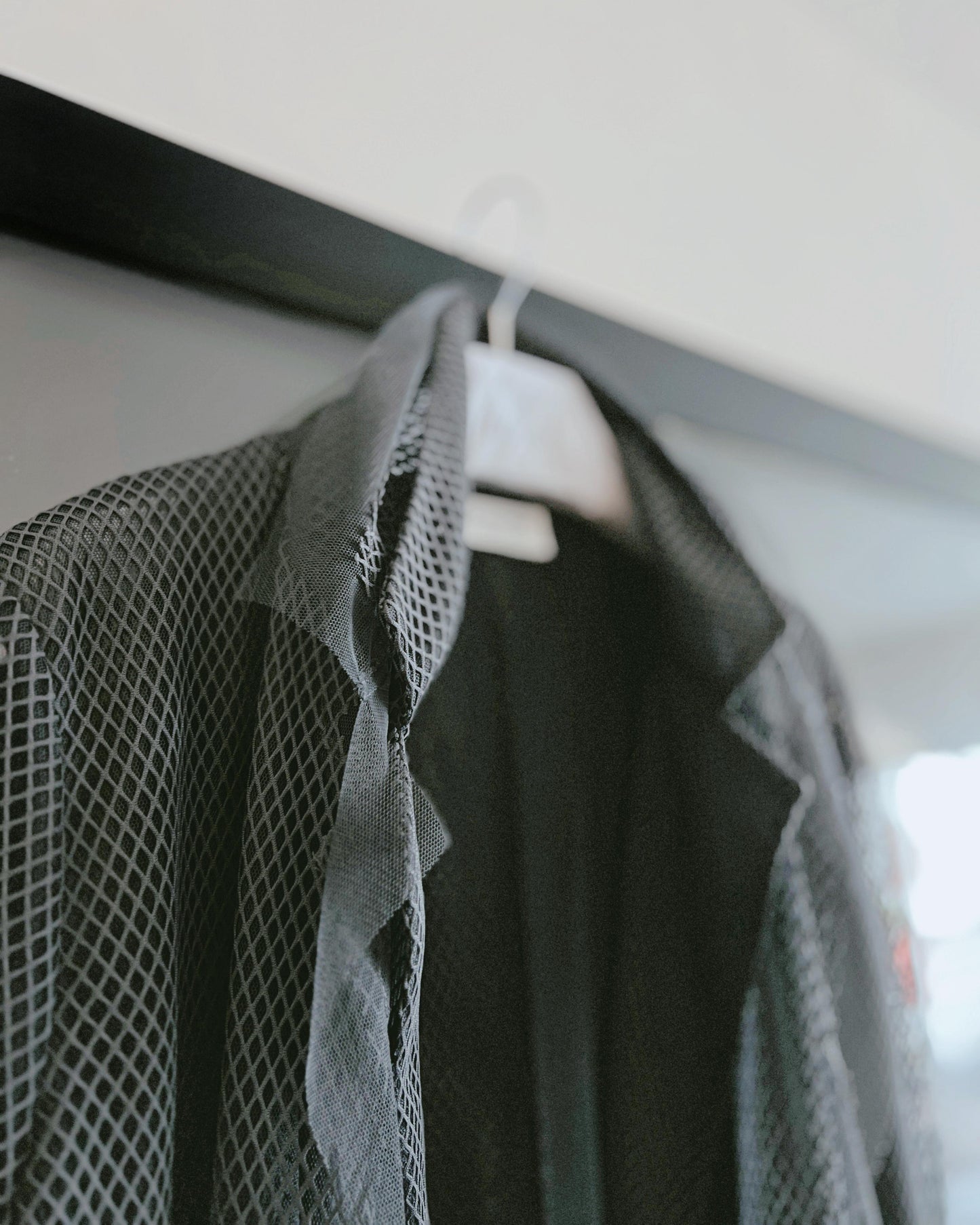 aalis KELRA fishnet mesh double collar blazer (Grey)