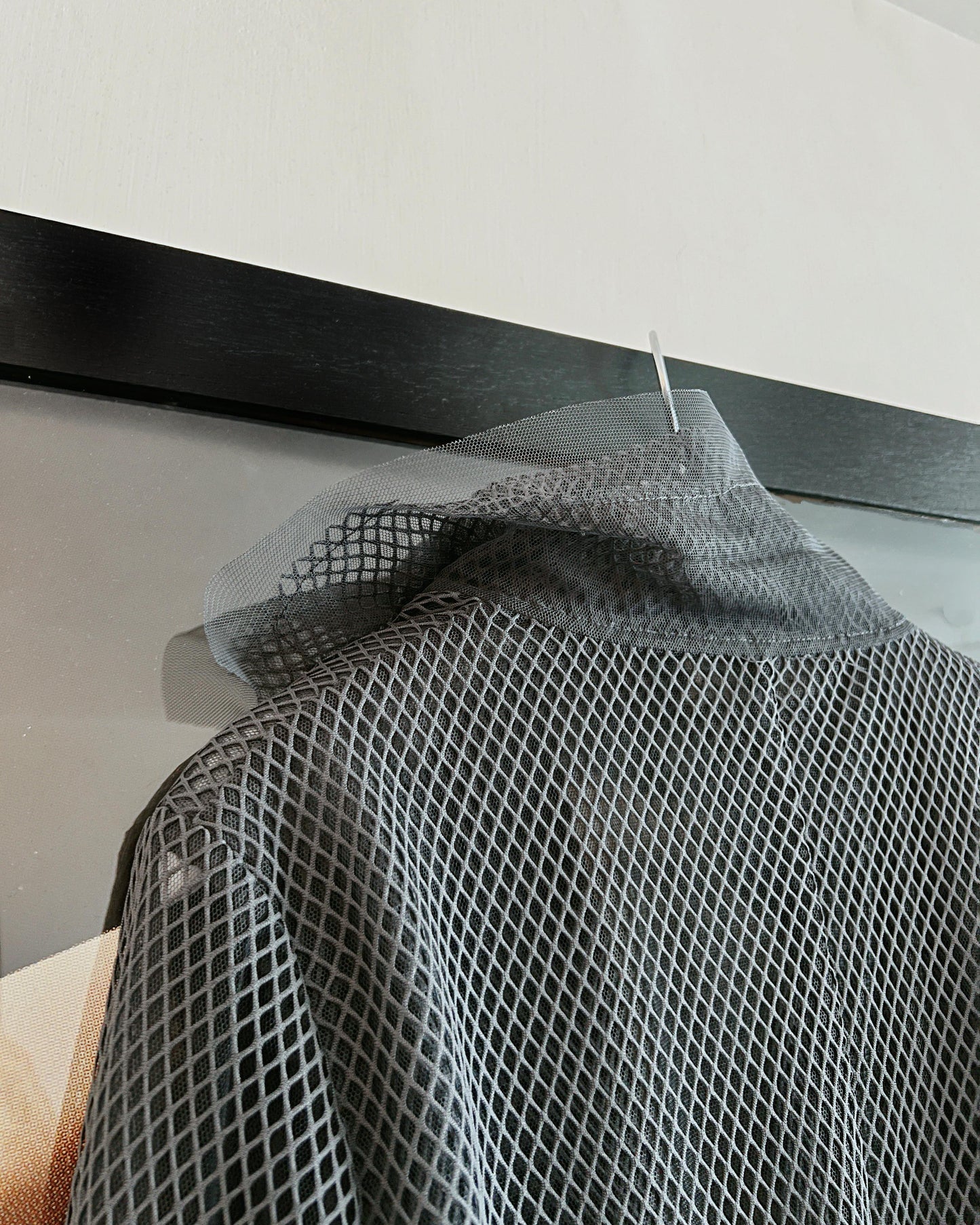 aalis KELRA fishnet mesh double collar blazer (Grey)