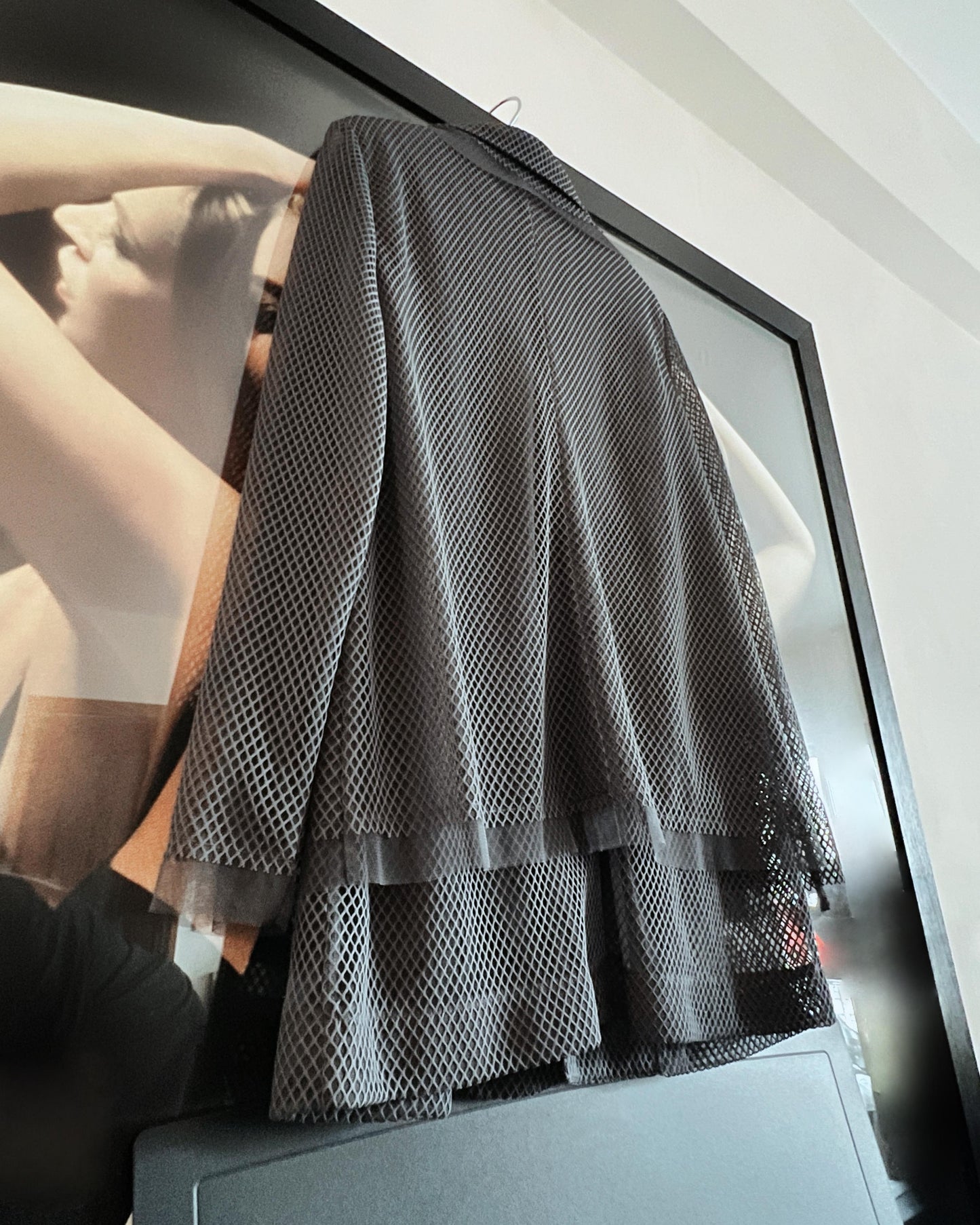 aalis KELRA fishnet mesh double collar blazer (Grey)