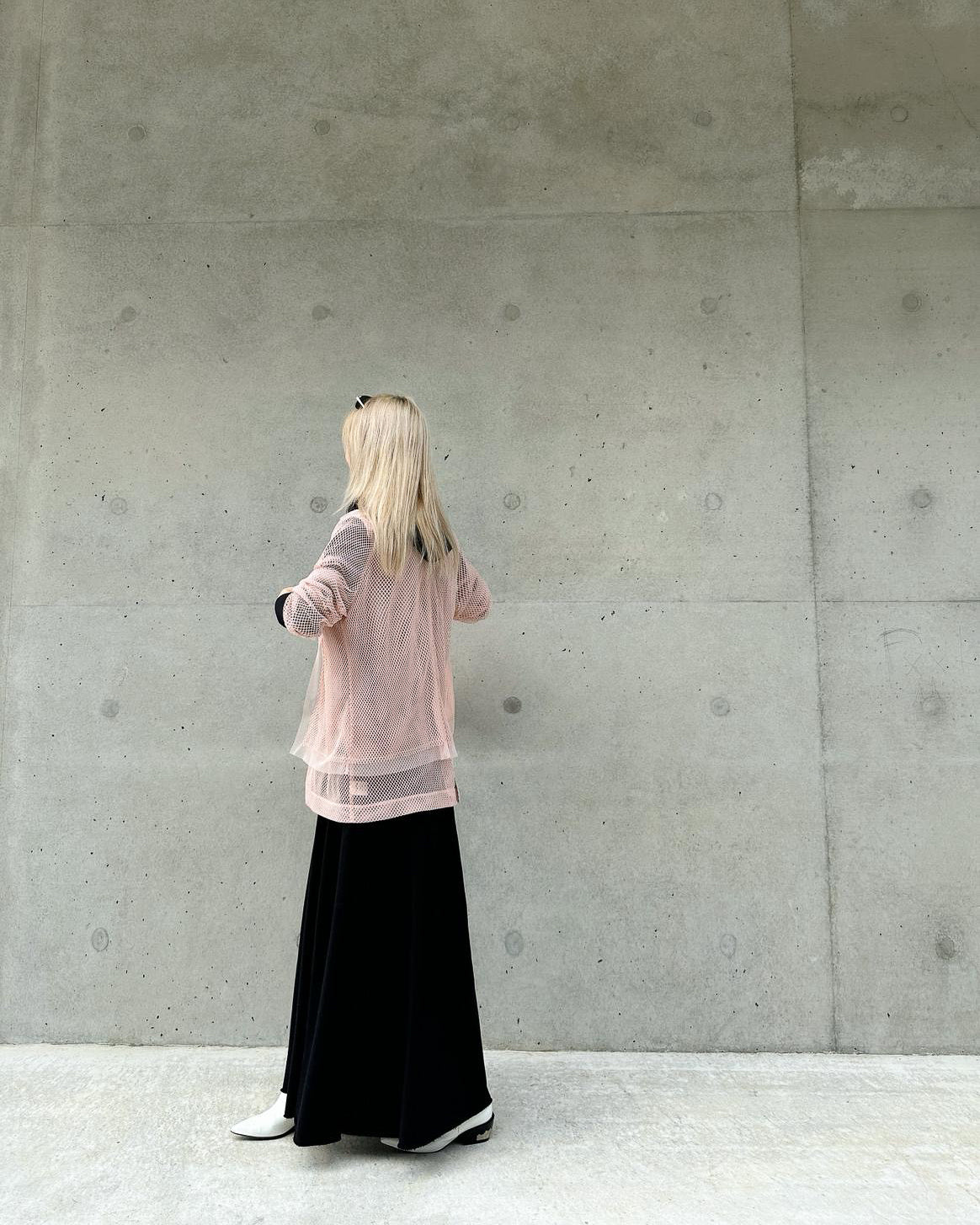 aalis KELRA fishnet mesh double collar blazer (Lt Pink)