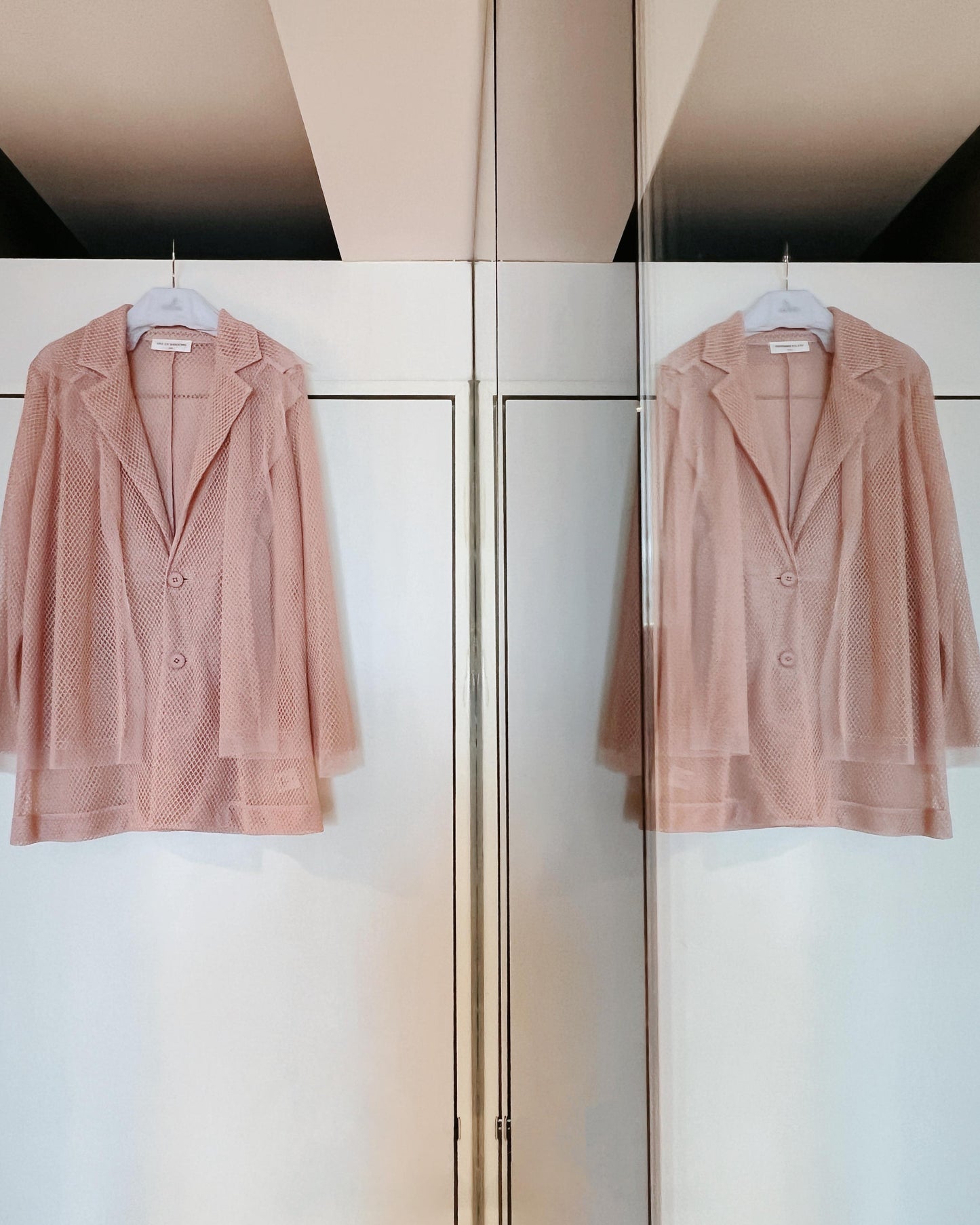 aalis KELRA fishnet mesh double collar blazer (Lt Pink)