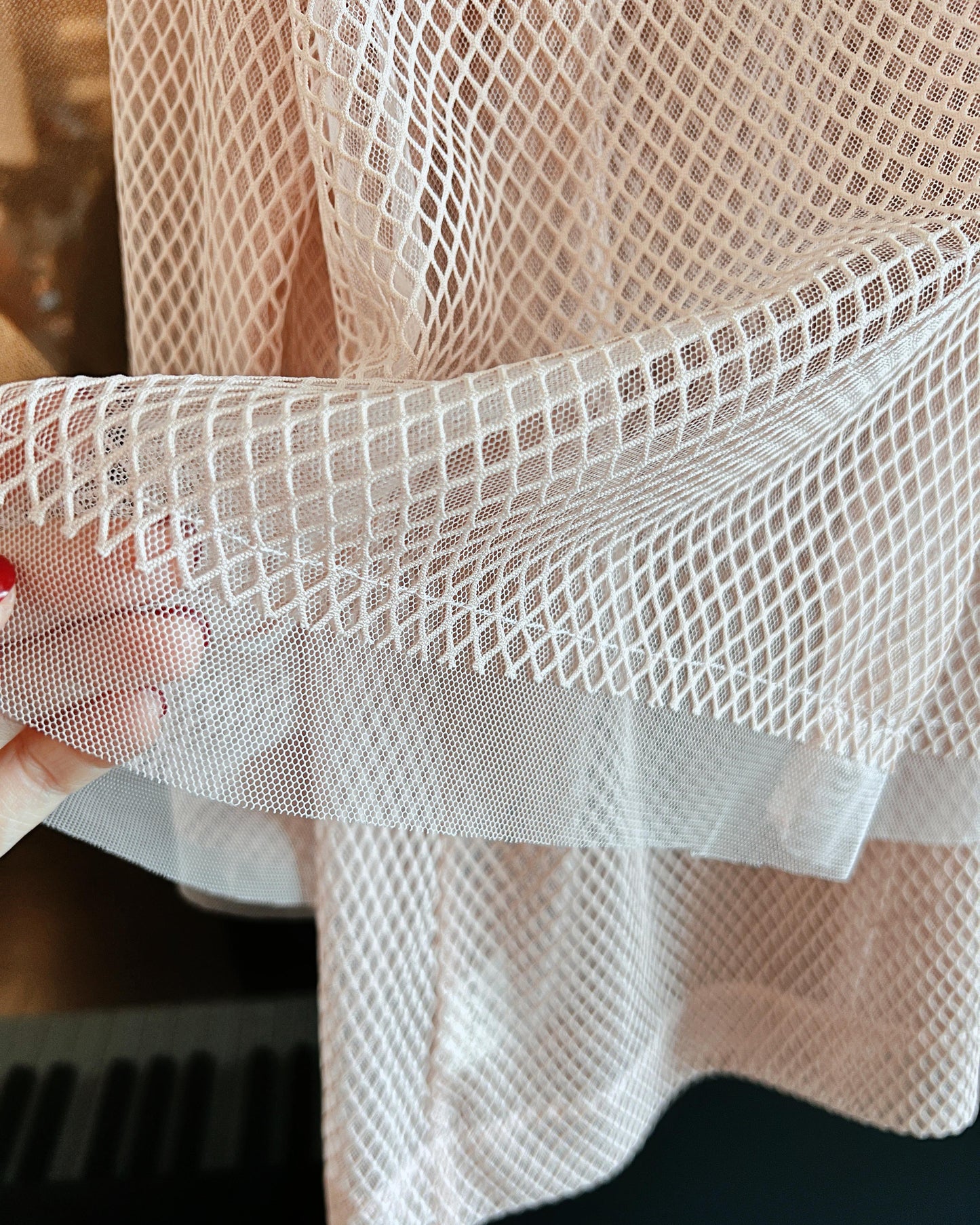 aalis KELRA fishnet mesh double collar blazer (Lt Pink)