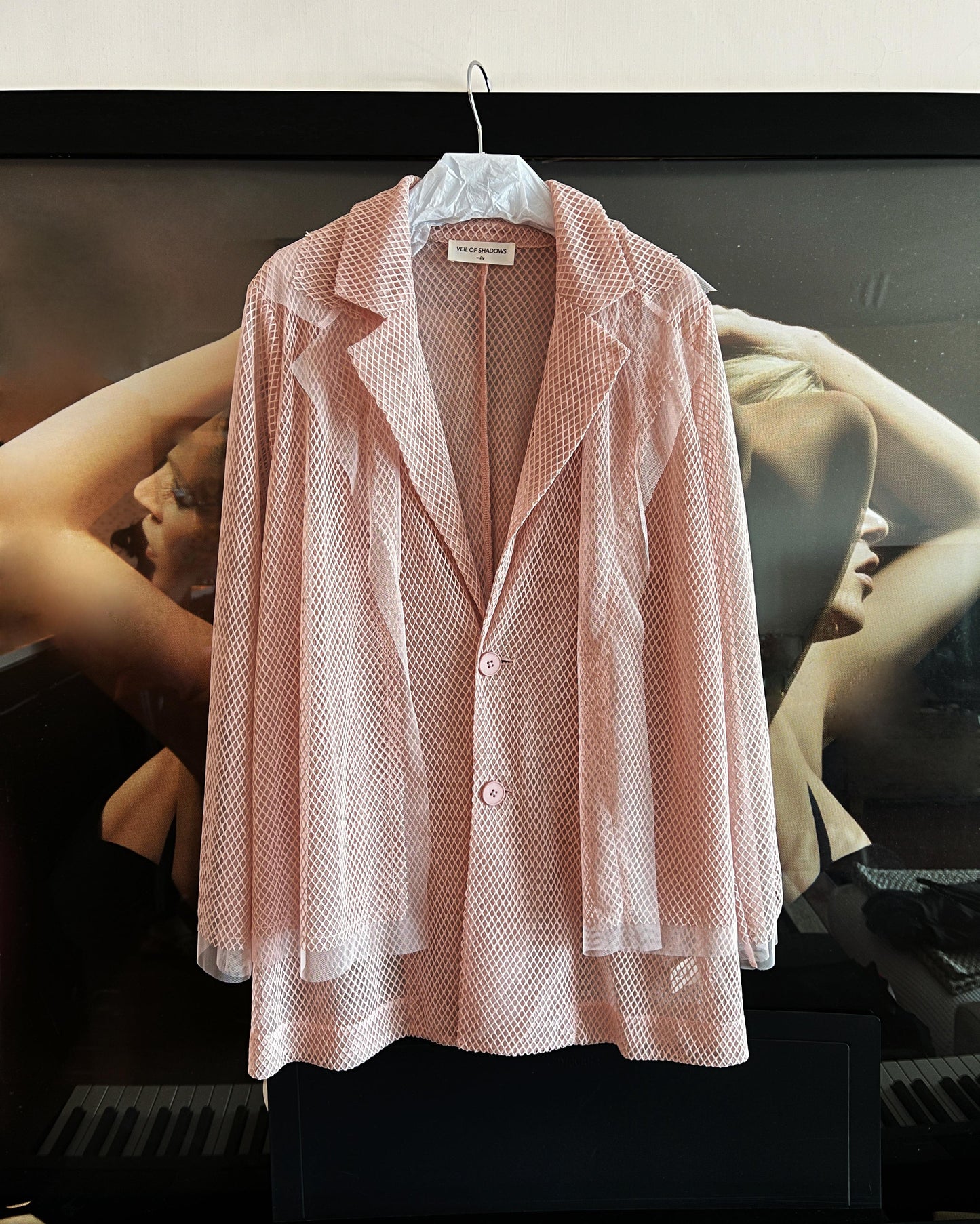 aalis KELRA fishnet mesh double collar blazer (Lt Pink)