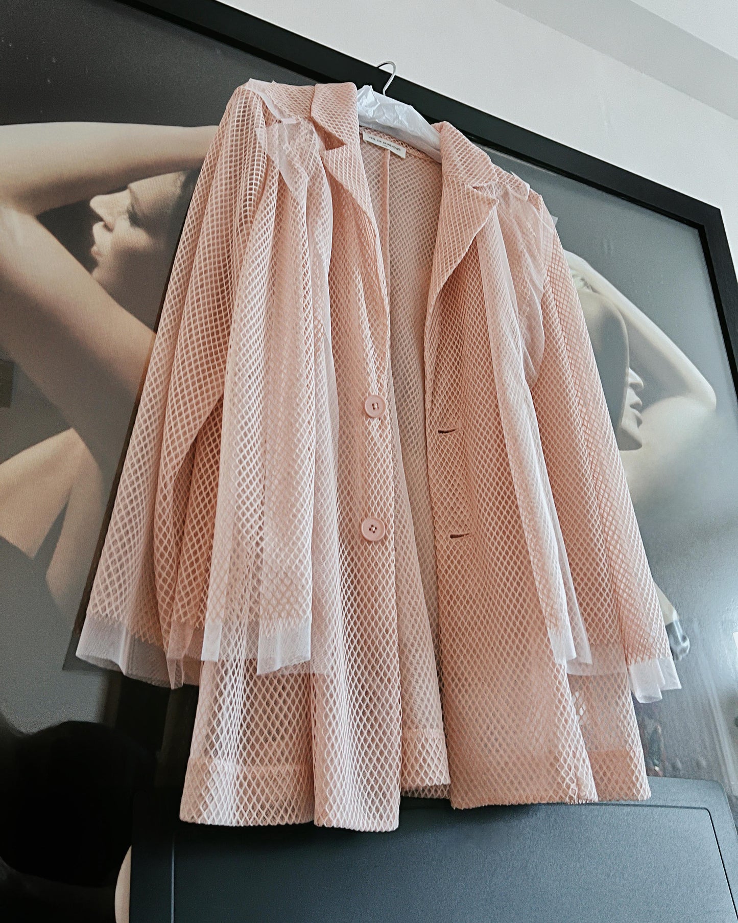 aalis KELRA fishnet mesh double collar blazer (Lt Pink)