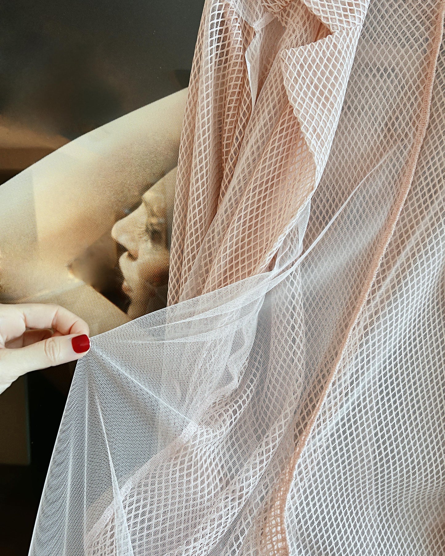 aalis KELRA fishnet mesh double collar blazer (Lt Pink)