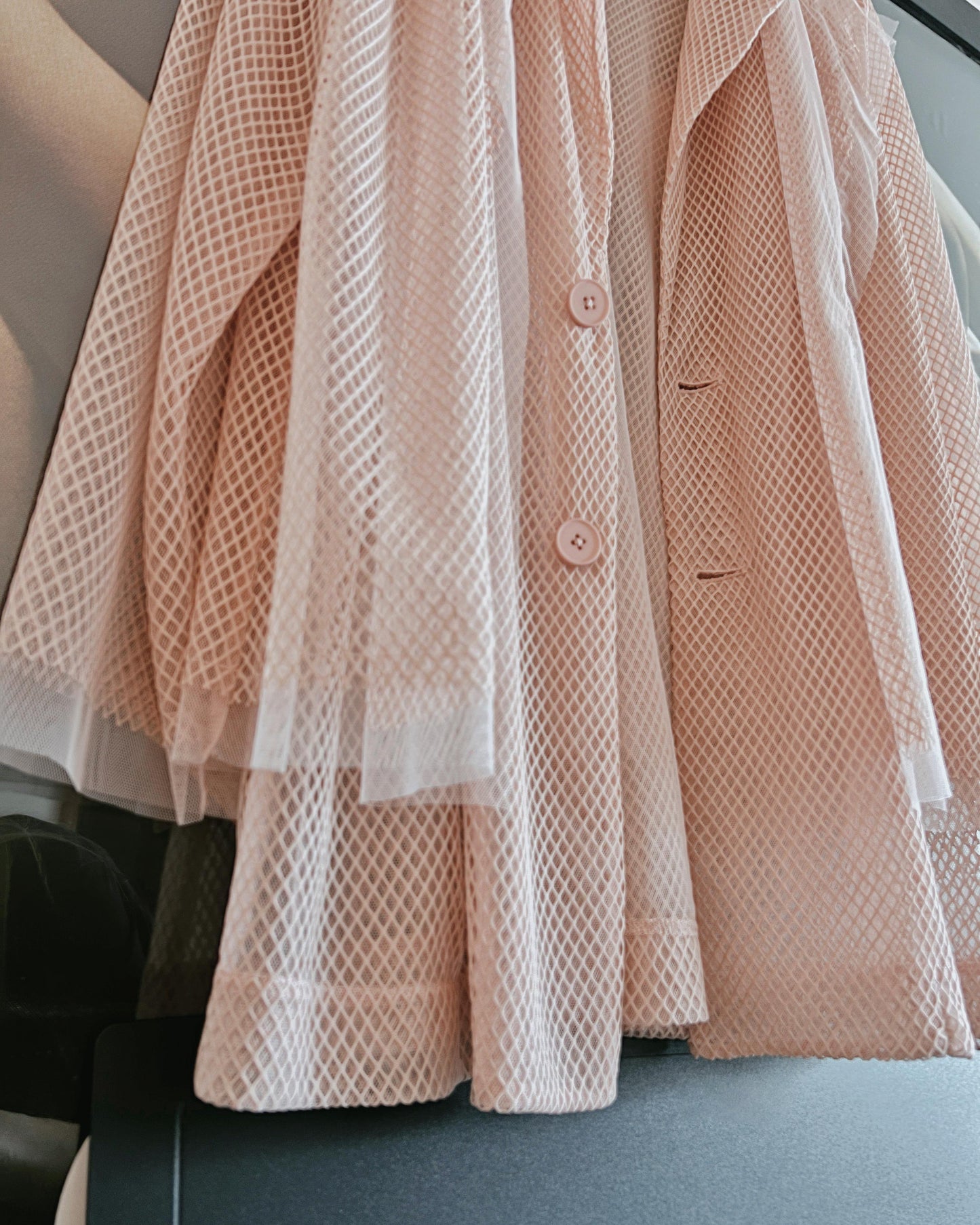 aalis KELRA fishnet mesh double collar blazer (Lt Pink)