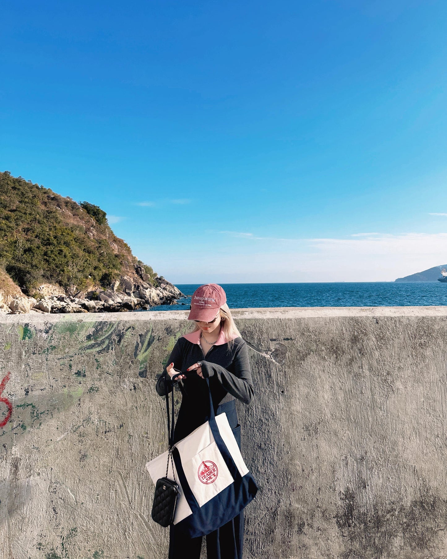 aalis WALTON knit collar v neck ribbed top (Heather Grey Mix)