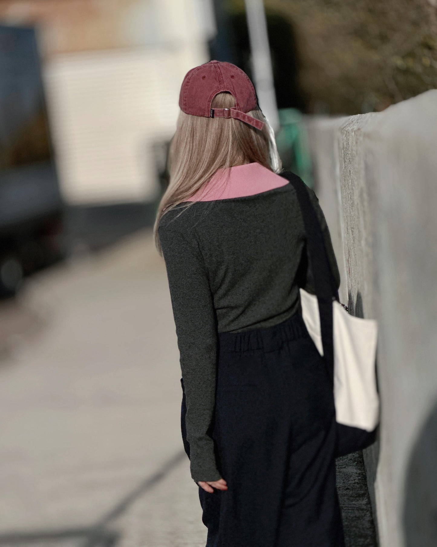 aalis WALTON knit collar v neck ribbed top (Heather Grey Mix)