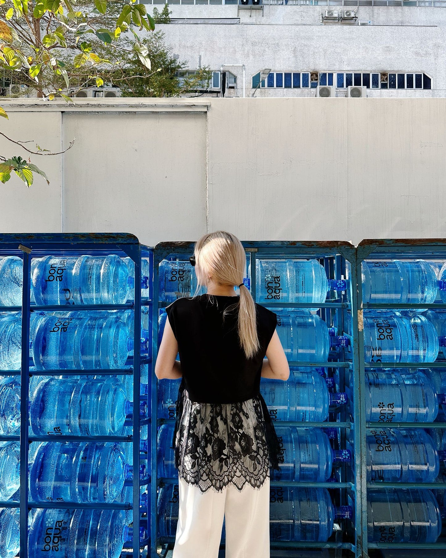 aalis RUTH lace insert cape sleeves top (Black)