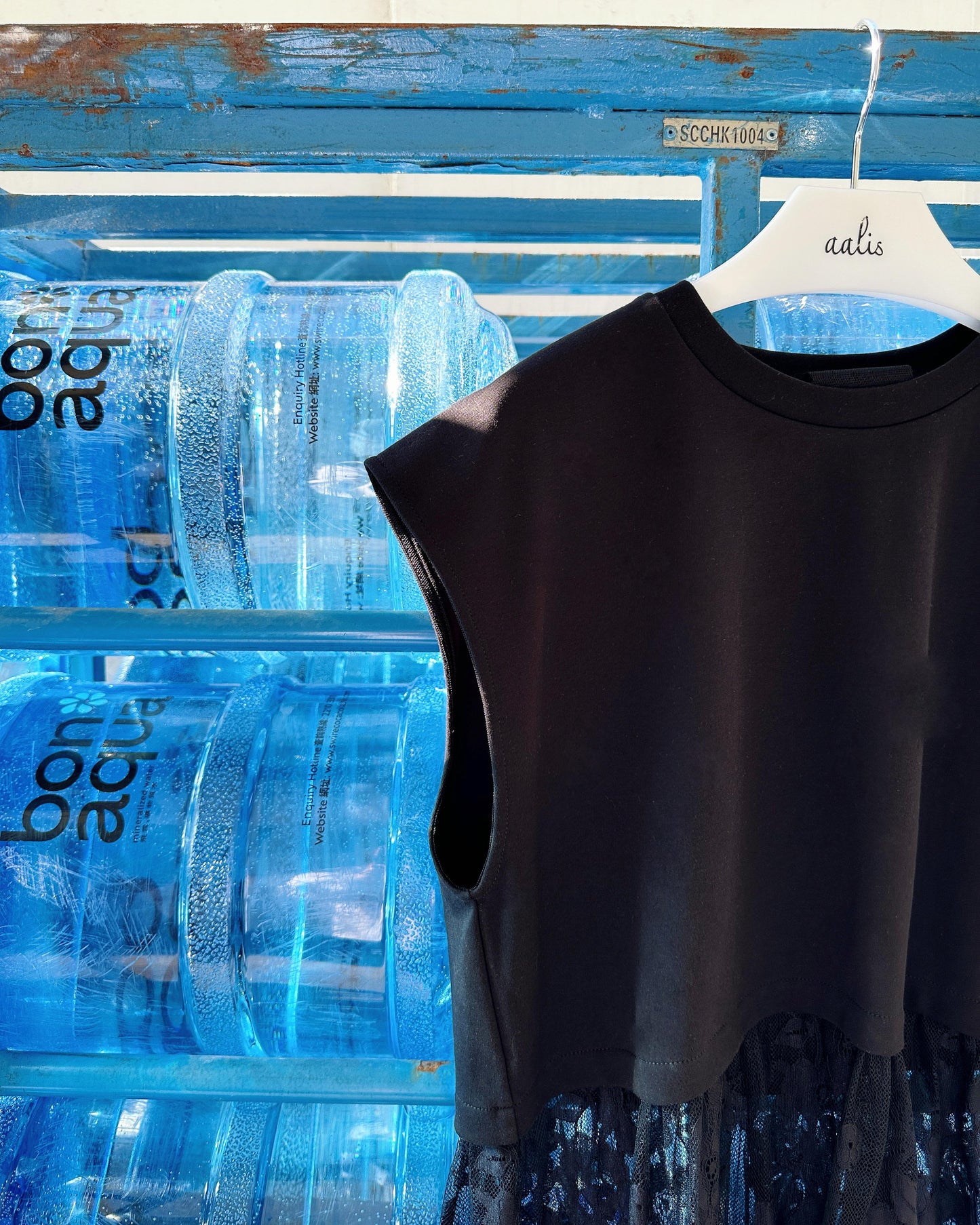 aalis RUTH lace insert cape sleeves top (Black)