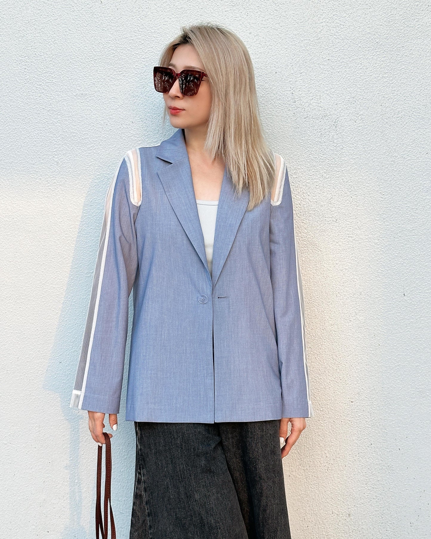 aalis ISOLA mesh cutout blazer (Blue)