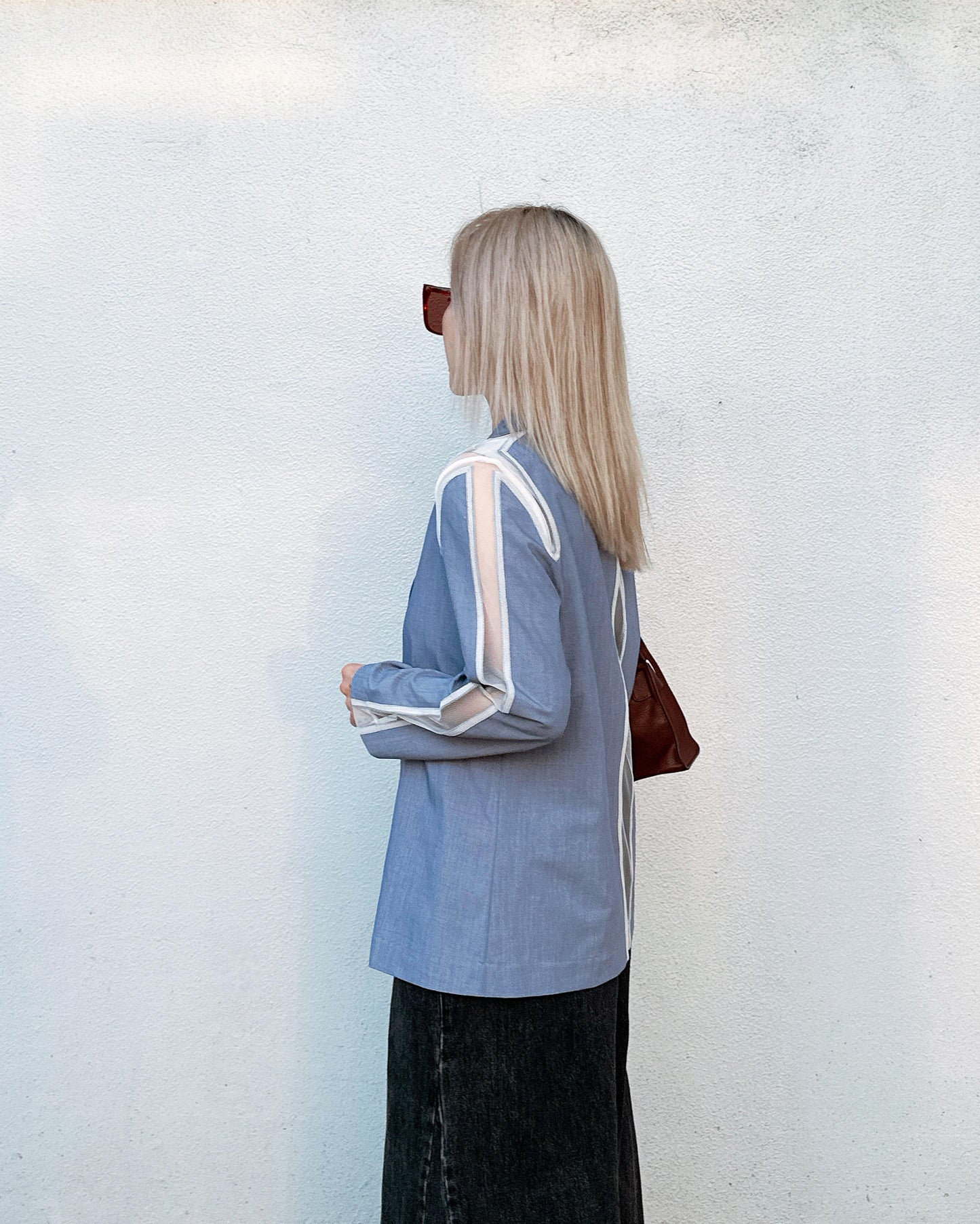 aalis ISOLA mesh cutout blazer (Blue)