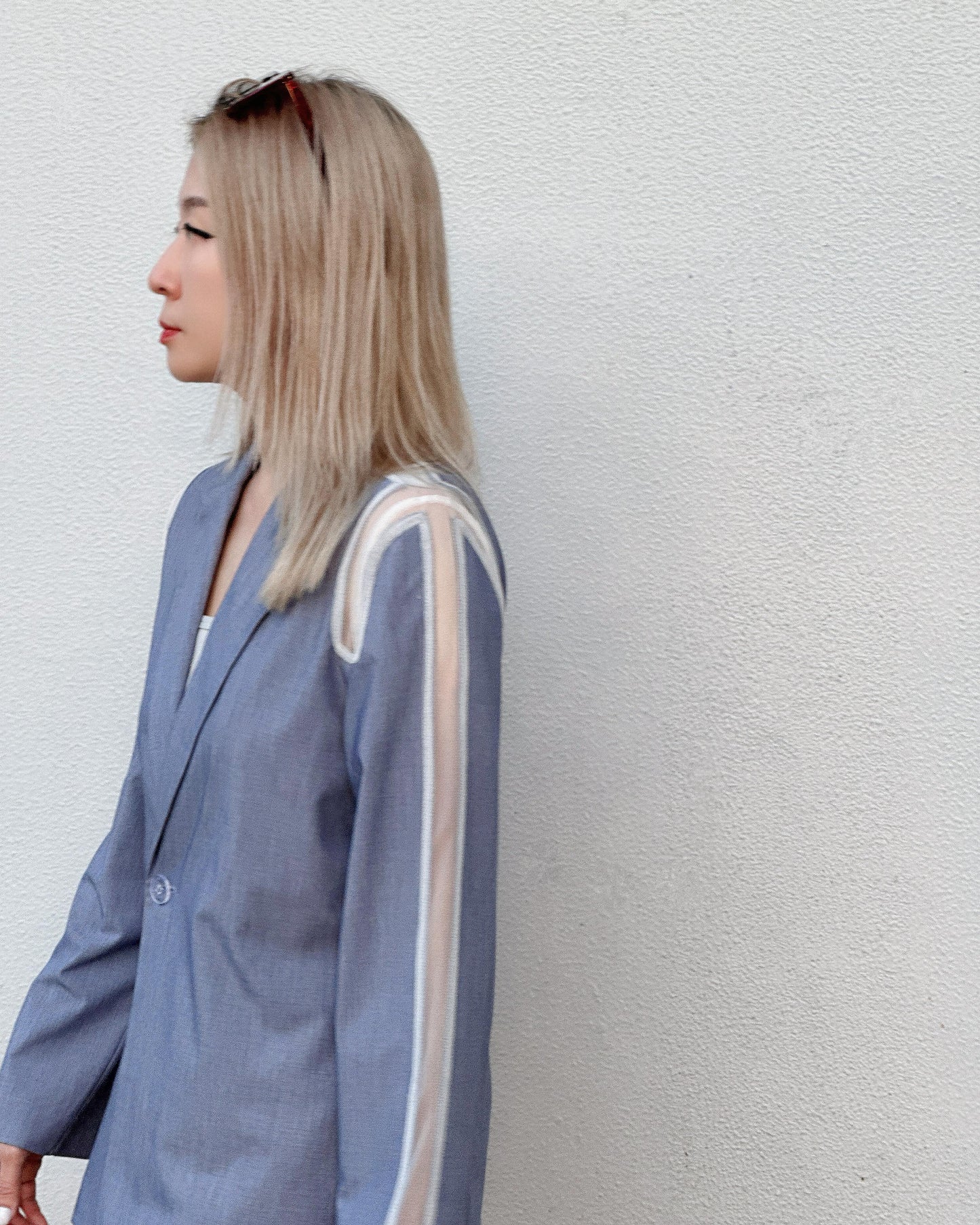 aalis ISOLA mesh cutout blazer (Blue)