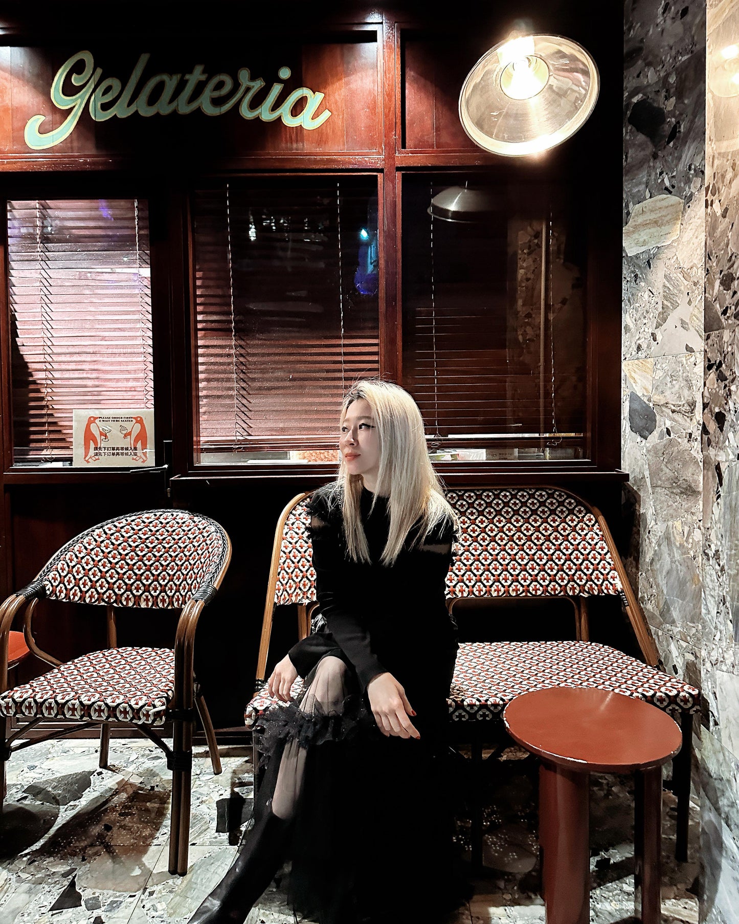 aalis ERICKA mesh ruffle panel ribbed top (Black)