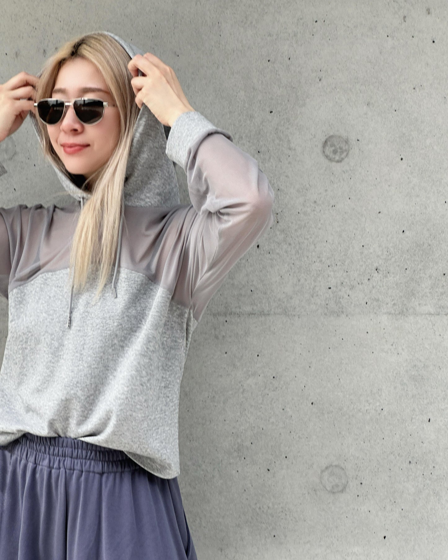 aalis ZINNIA illusion tube top hoodie (Heather Grey)