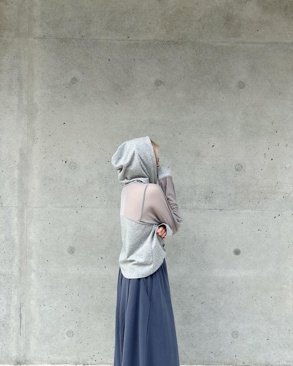 aalis ZINNIA illusion tube top hoodie (Heather Grey)