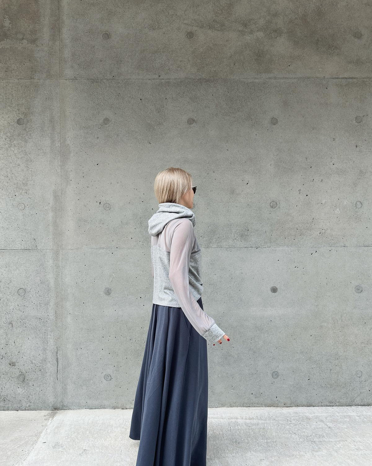 (Pre-order) aalis ASEN SS26 knit A line wide leg pants (Grey Blue)