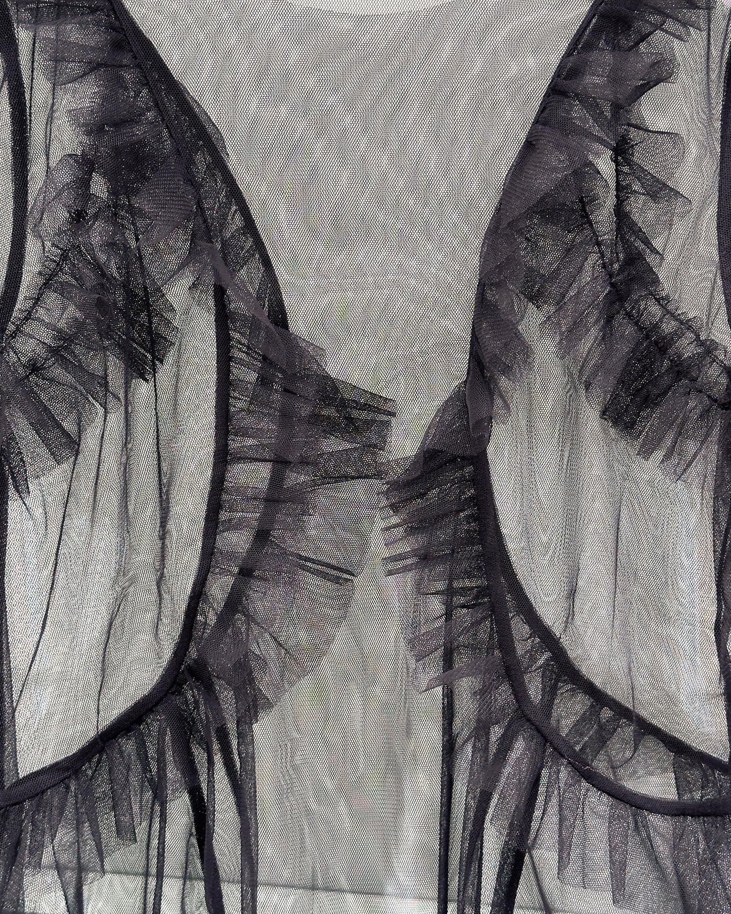 aalis RINNA mesh ruffle top (Black)