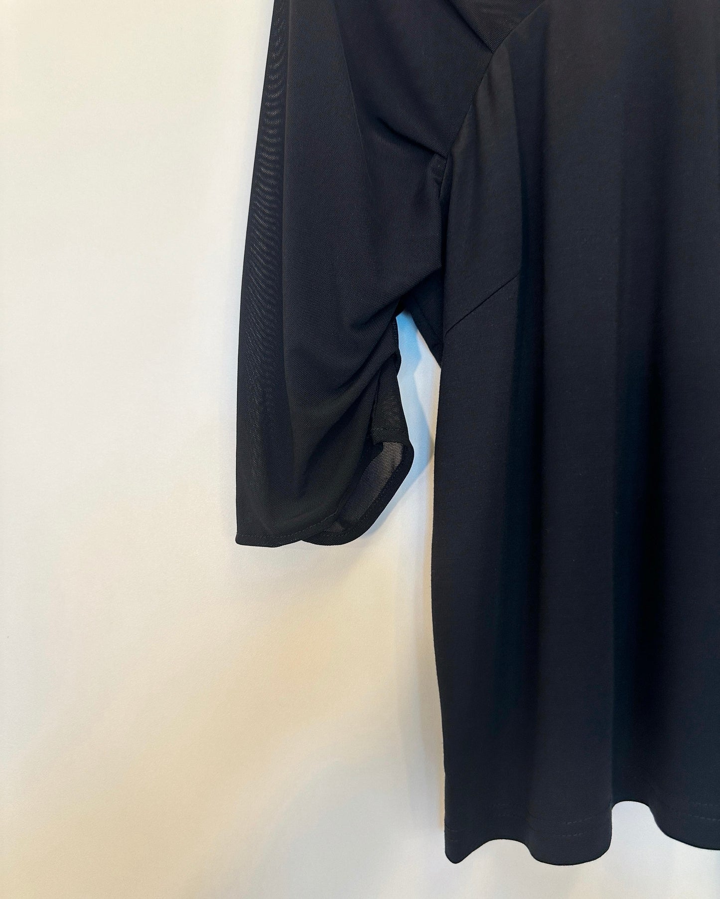aalis NEOMA v neck mesh rushed shoulder top (Black)