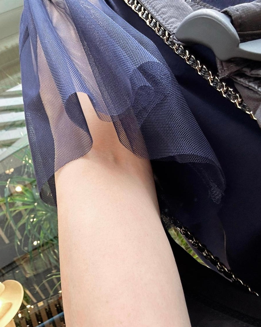 aalis DIRA rushed detail mesh sleeves Tee (Dark Blue)