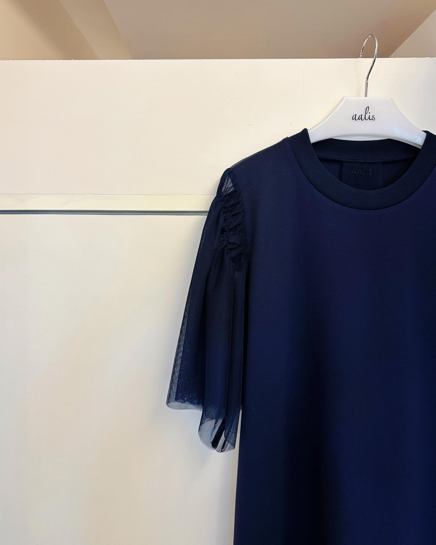 aalis DIRA rushed detail mesh sleeves Tee (Dark Blue)