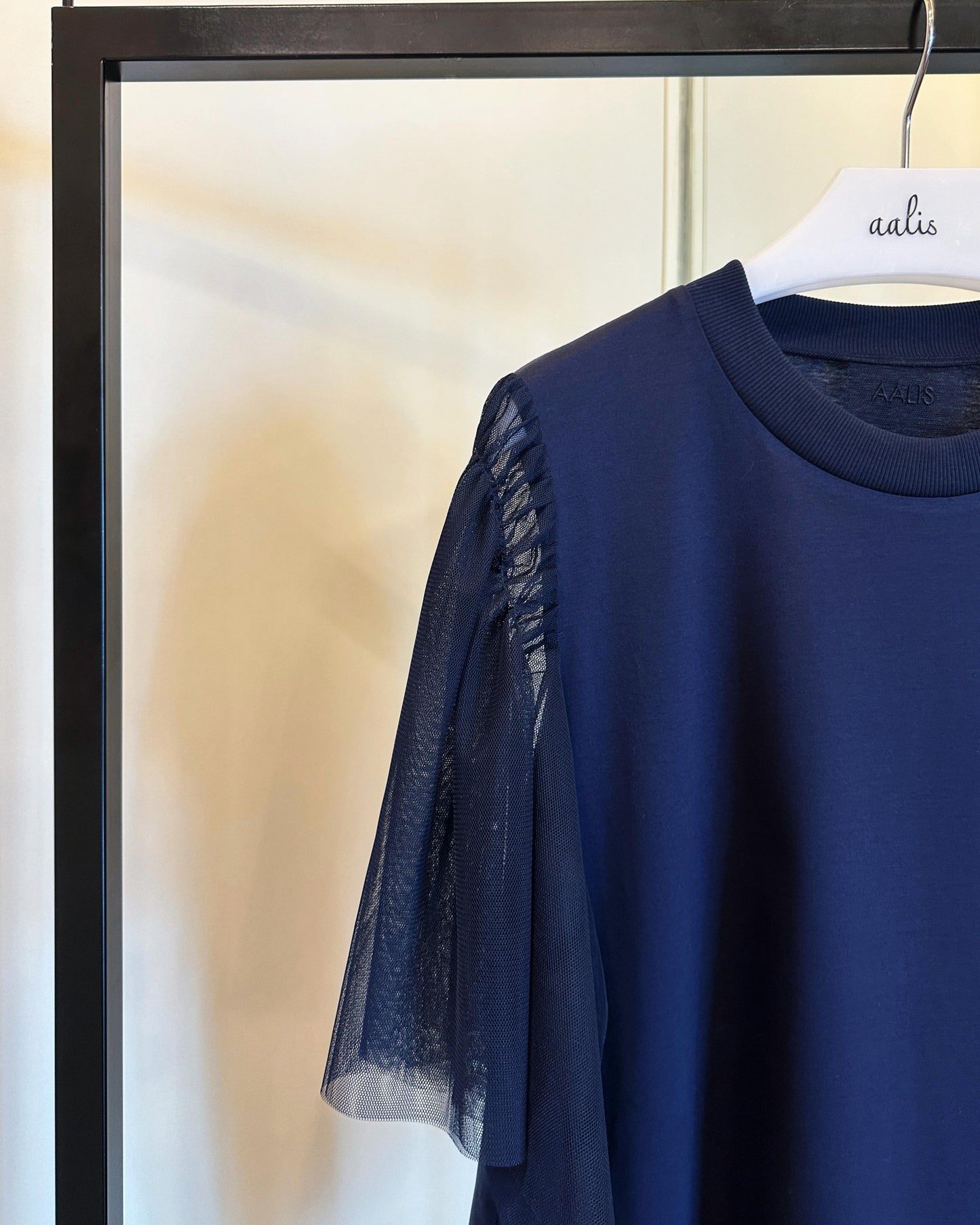 aalis DIRA rushed detail mesh sleeves Tee (Dark Blue)
