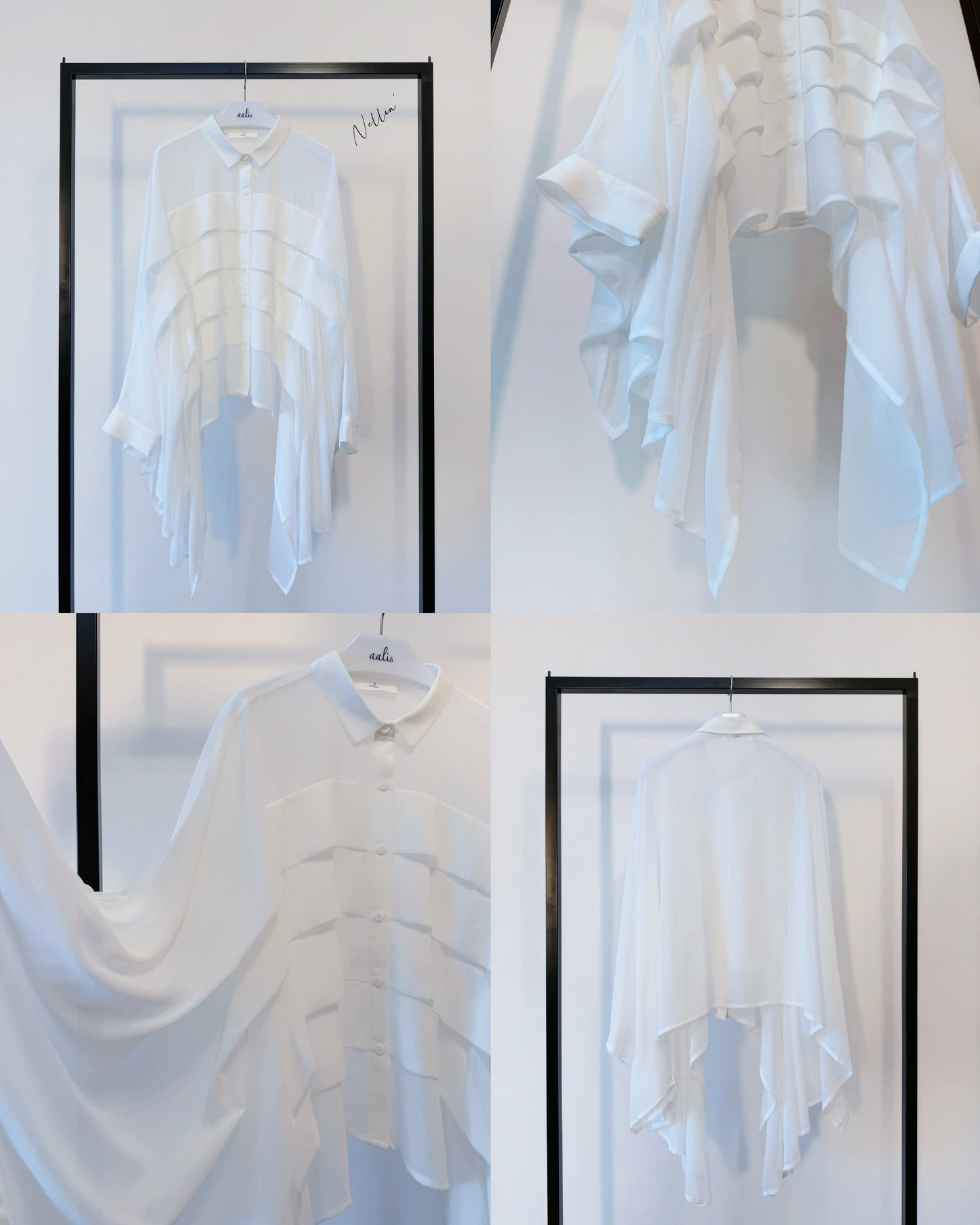aalis NELLIA tiers panel batwing shirt (White)