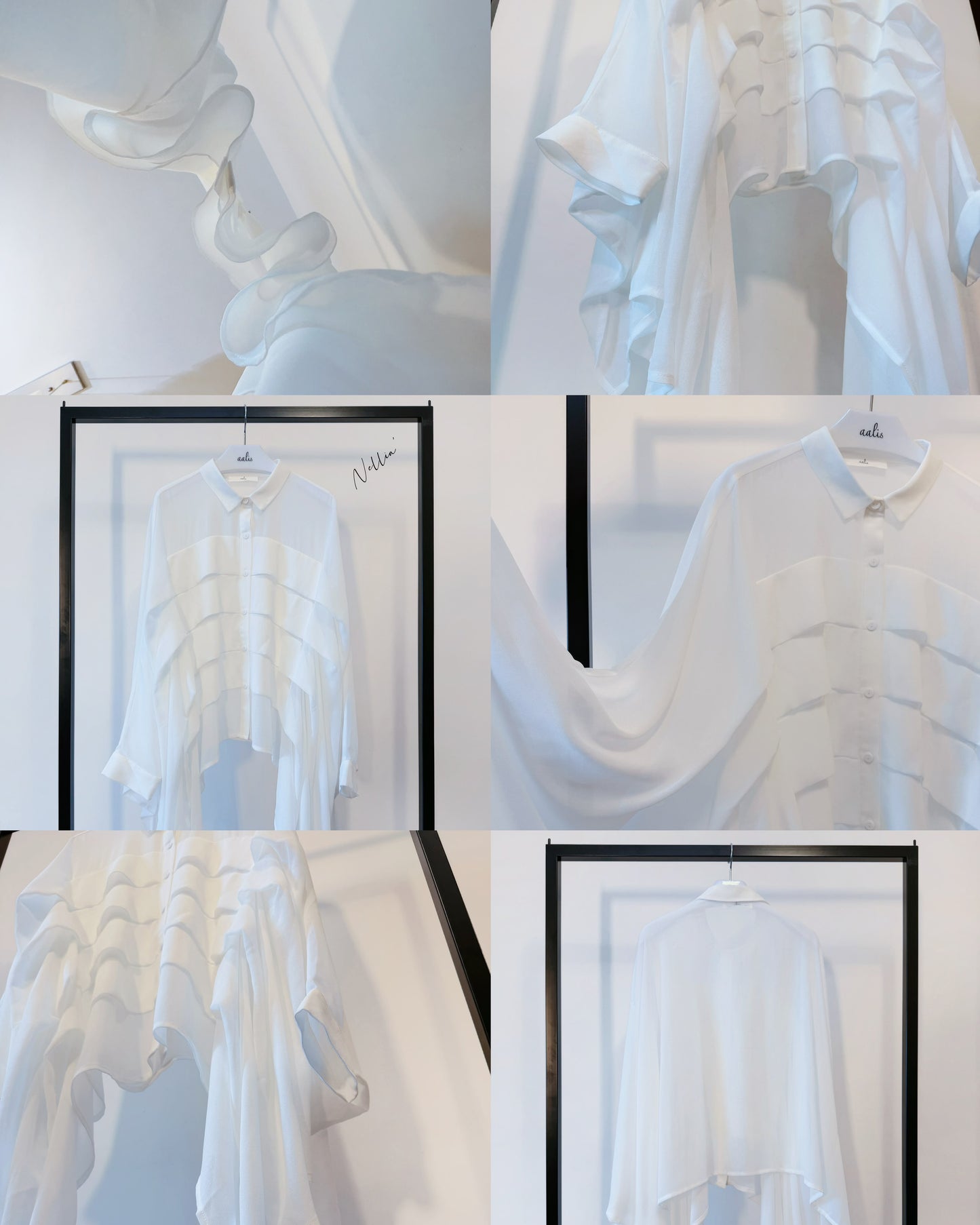 aalis NELLIA tiers panel batwing shirt (White)