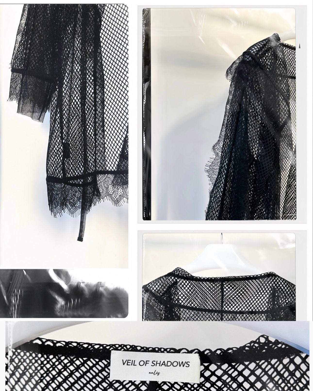 aalis HESTIE tie on the front flowy lace trim detail jacket (Black)