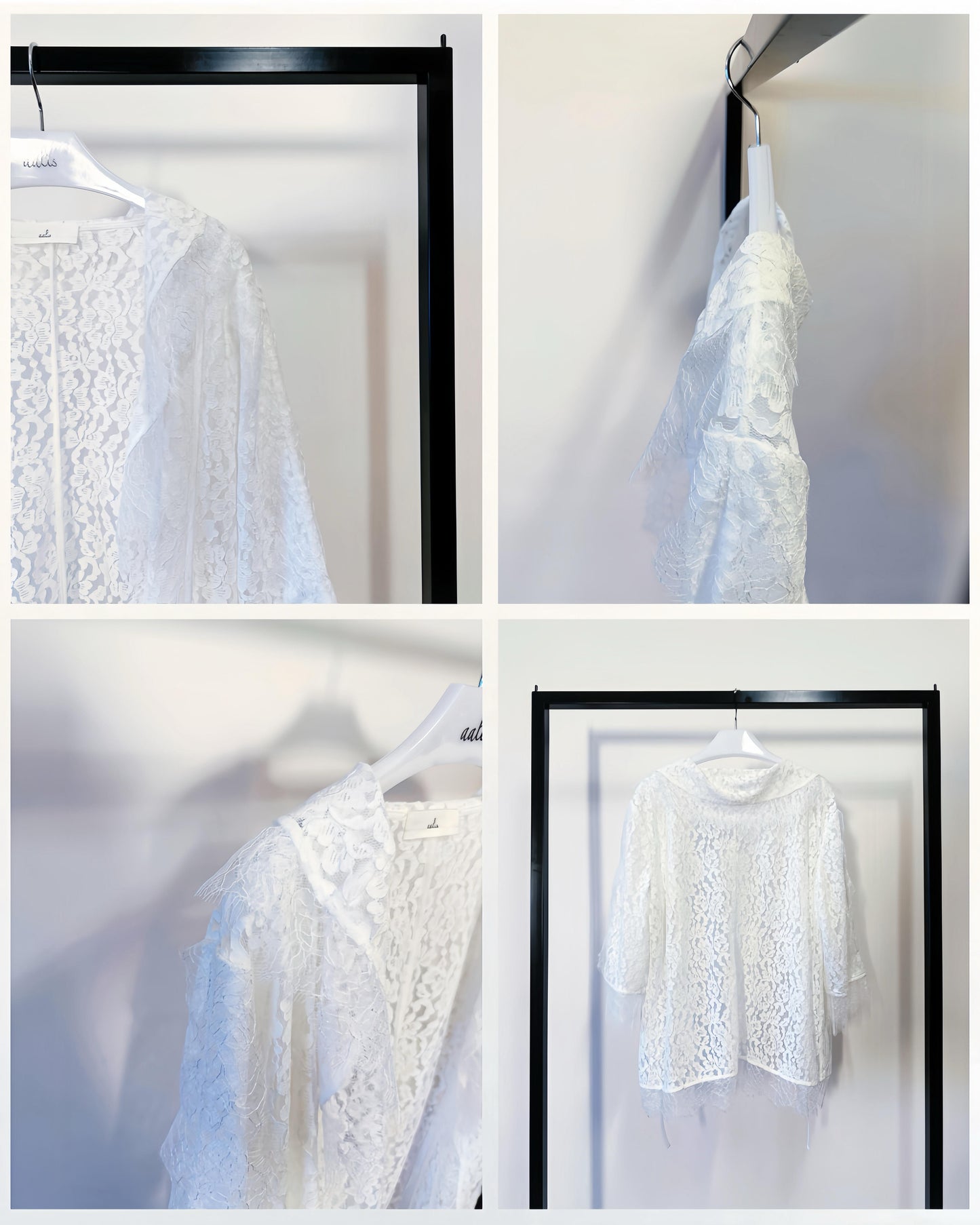 aalis HESTIE tie on the front flowy lace trim detail jacket (White)