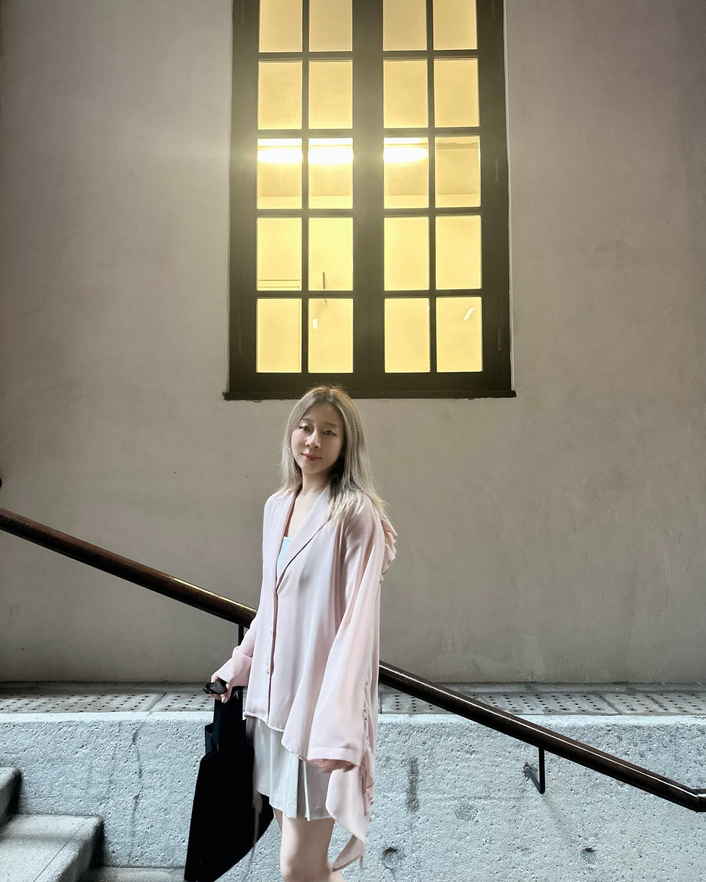 aalis LUA ruffle detail tie on the waist chiffon shirt blazer (Nude)