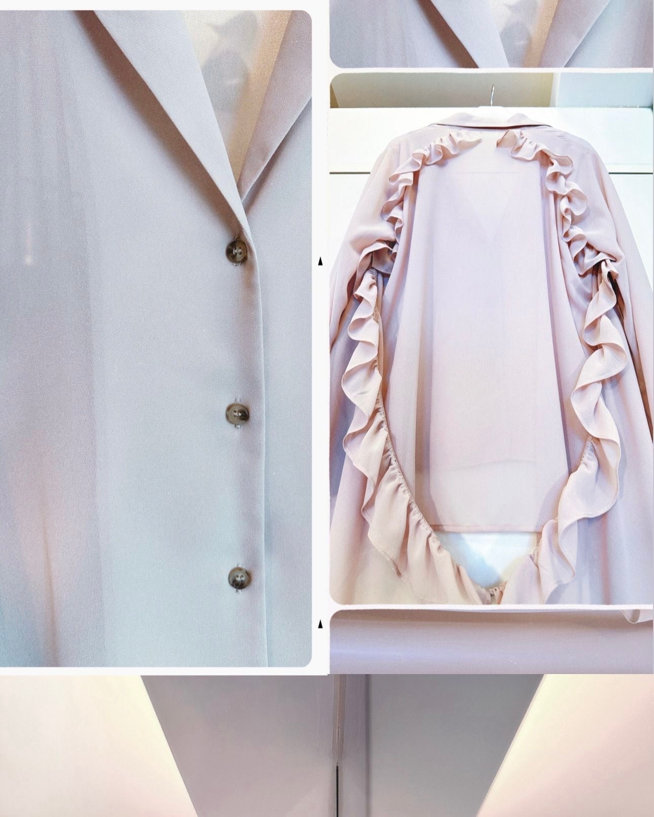 aalis LUA ruffle detail tie on the waist chiffon shirt blazer (Nude)